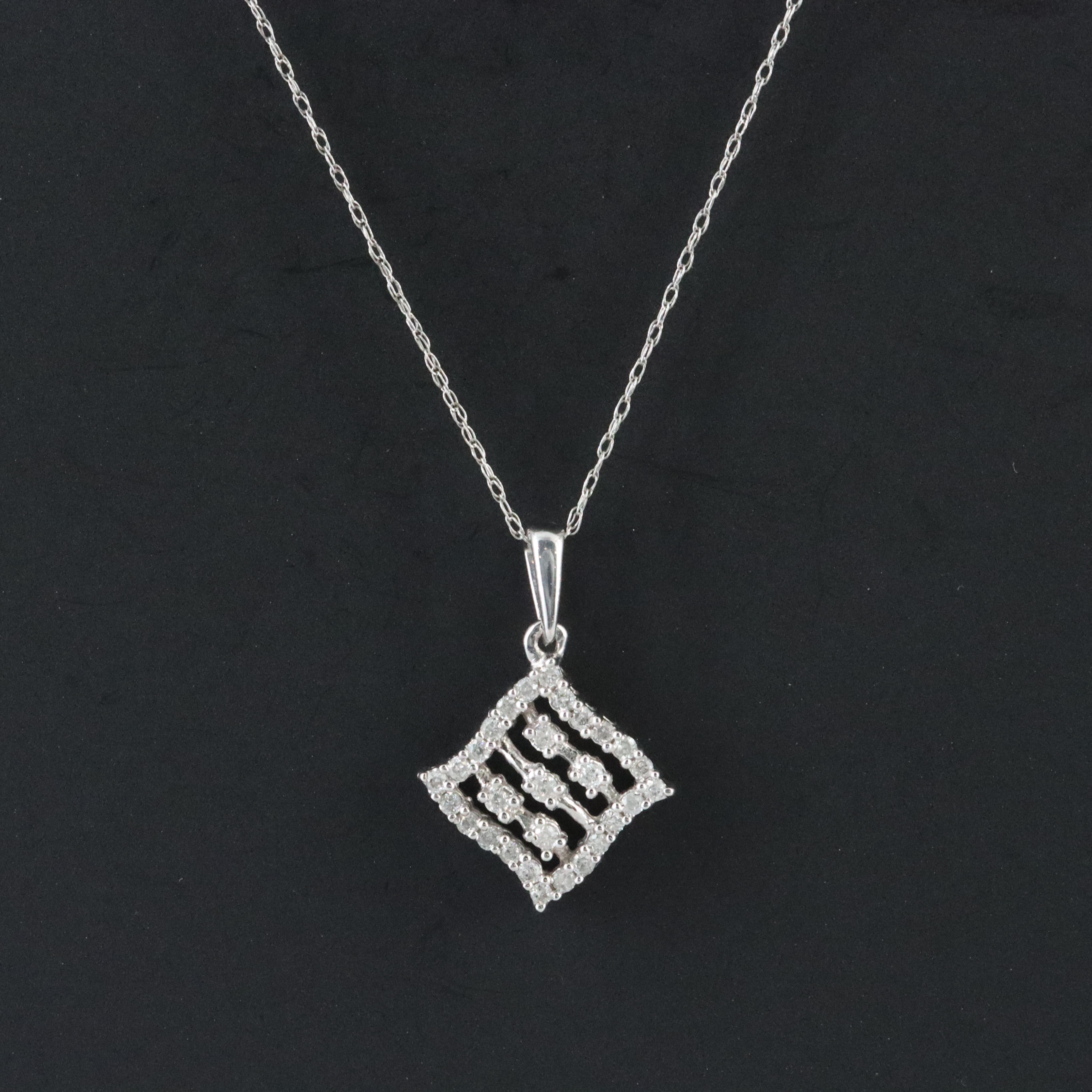 14K 0.25 CTW Diamond Pendant on 10K Chain Necklace