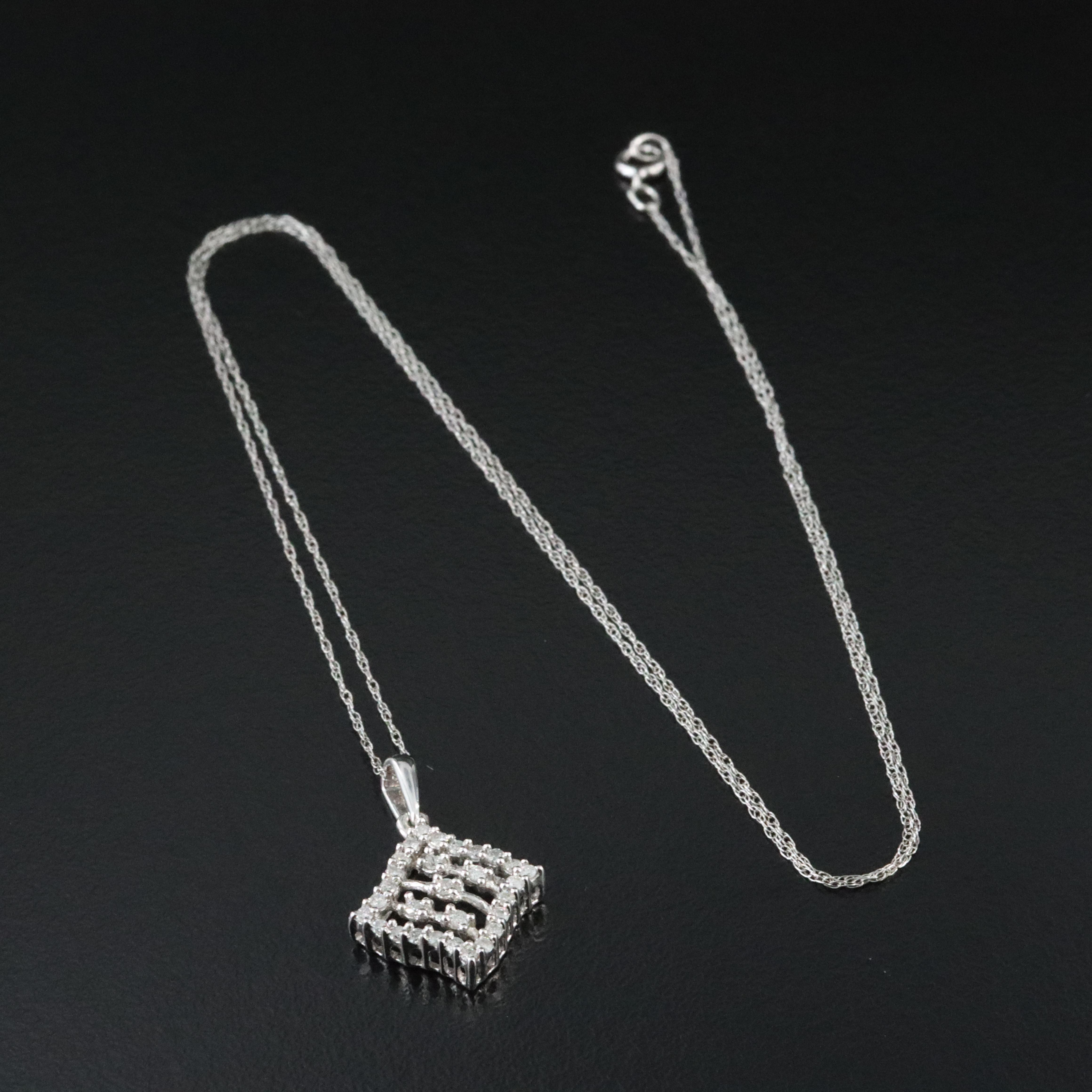 14K 0.25 CTW Diamond Pendant on 10K Chain Necklace