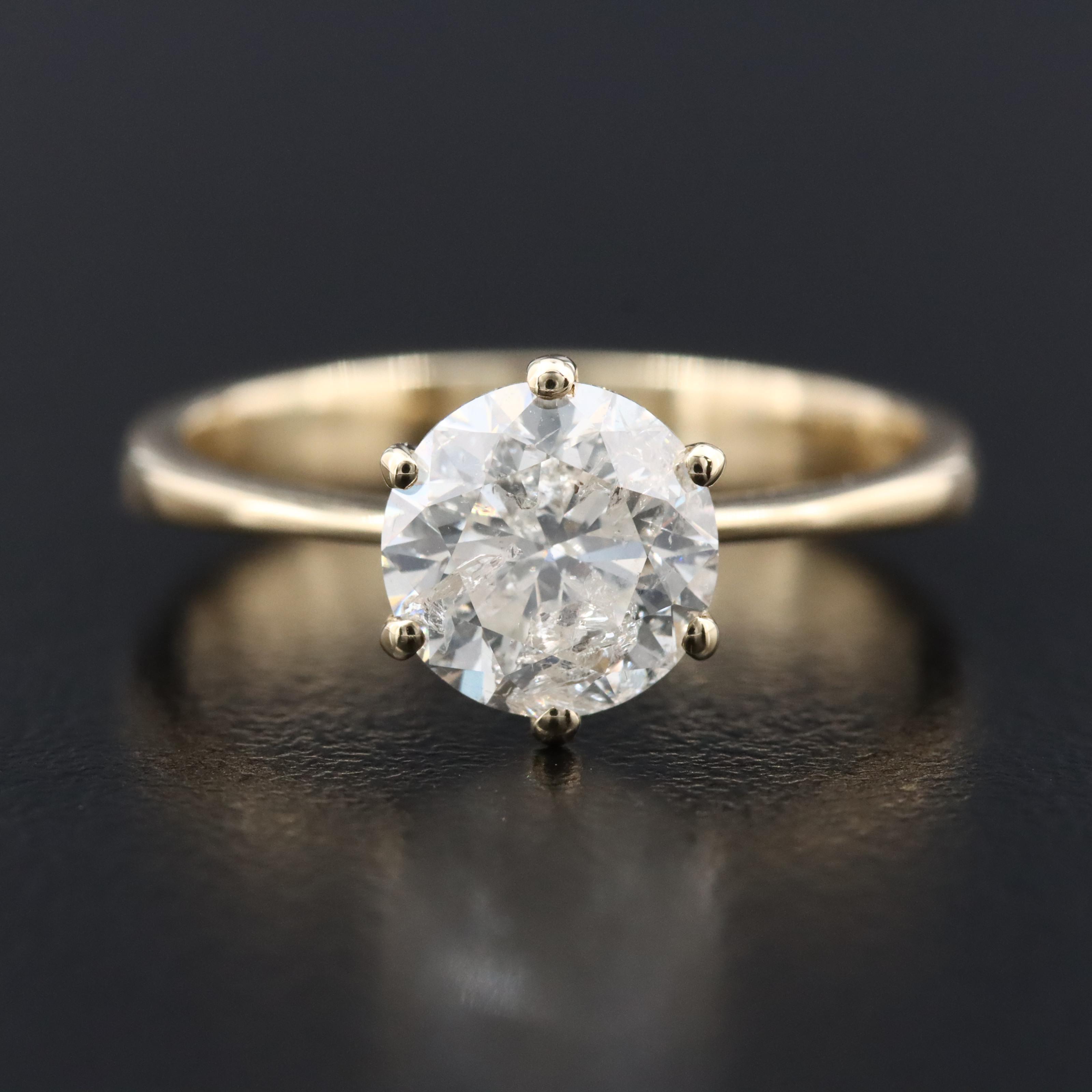 14K 1.50 CT Diamond Solitaire Ring with IGI Jewelry Report