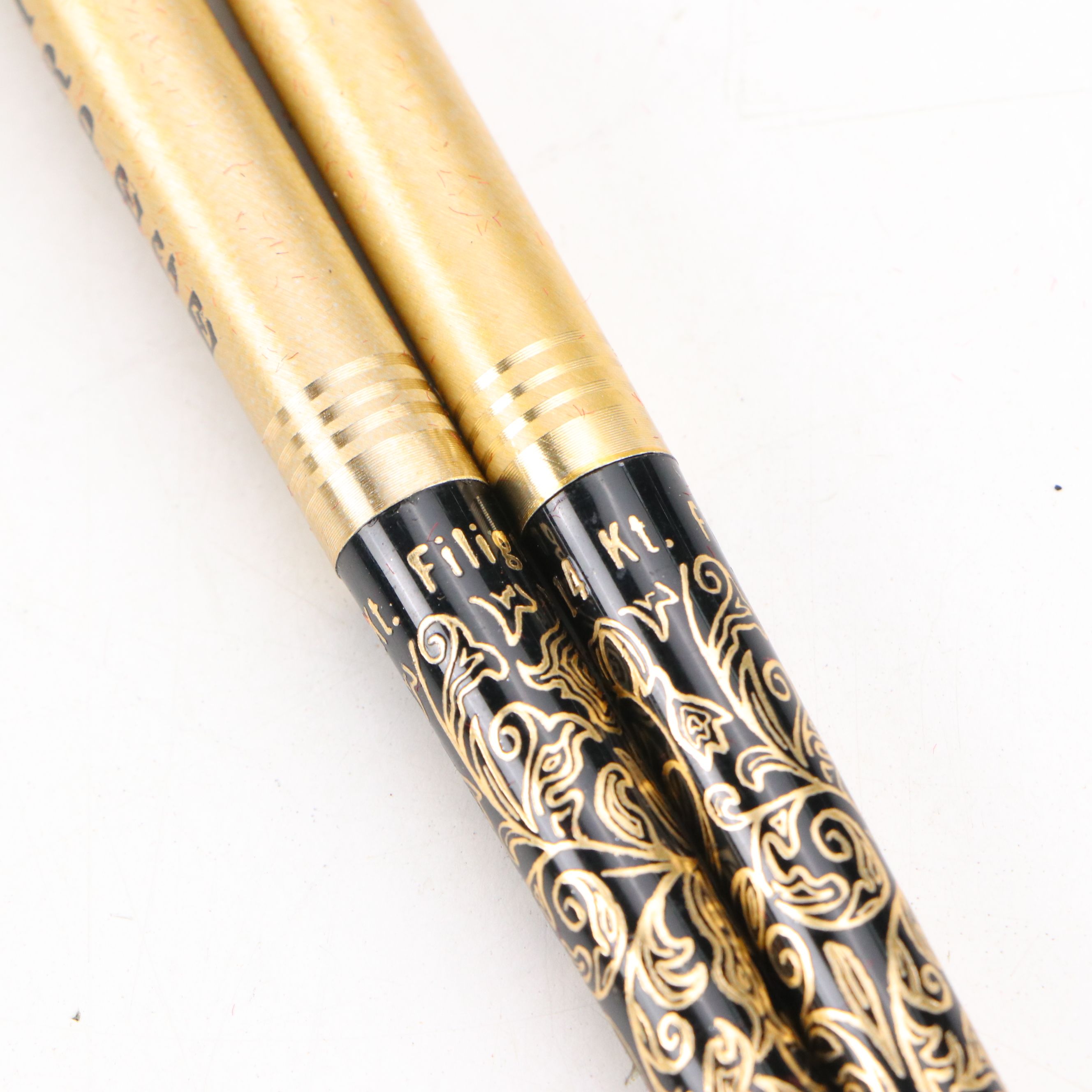 Arpege and Chanel No. 5 14KT Gold Filigree Pen Set, 1960s