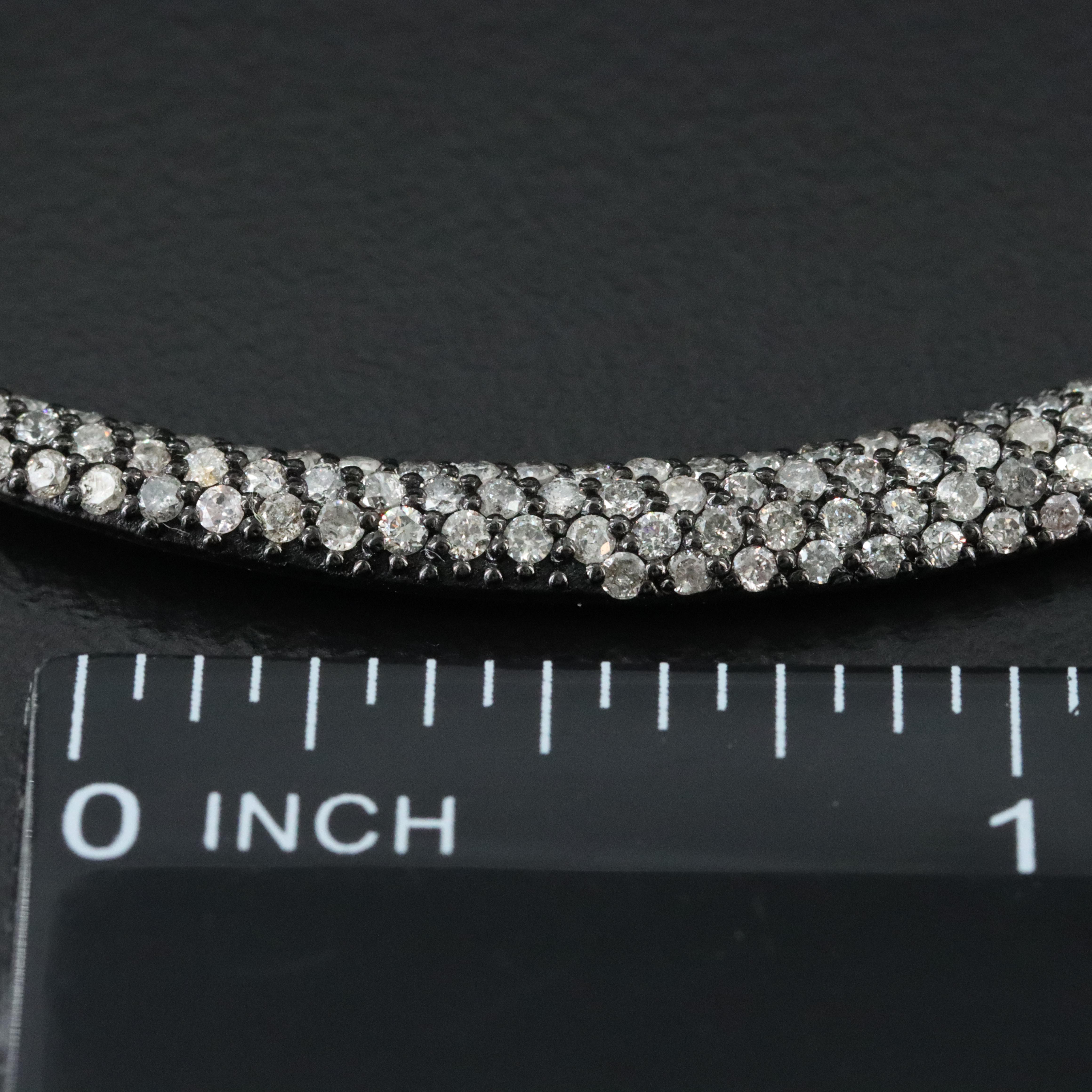 Sheryl Lowe Gunmetal Sterling Pavé Diamond Crescent Necklace