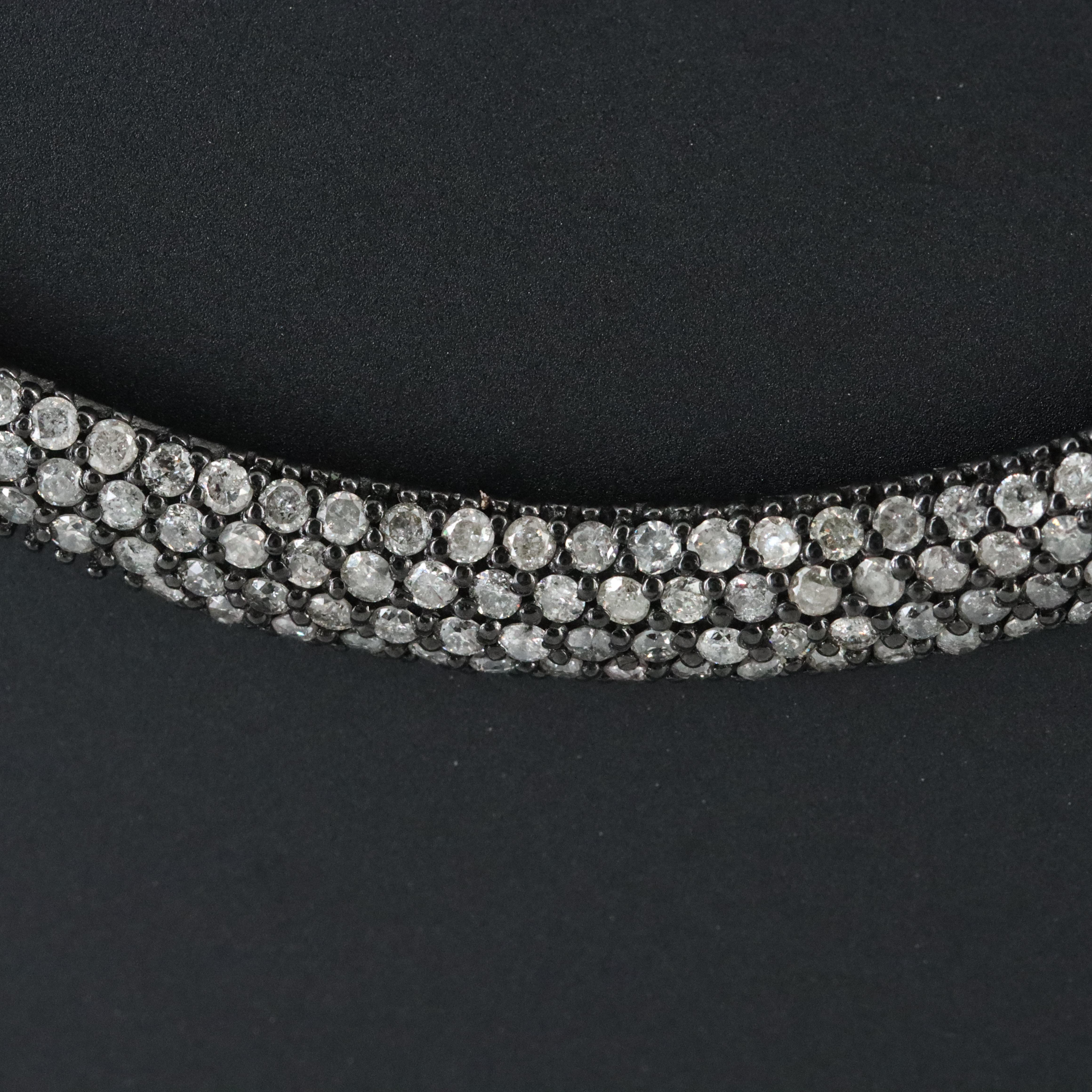 Sheryl Lowe Gunmetal Sterling Pavé Diamond Crescent Necklace