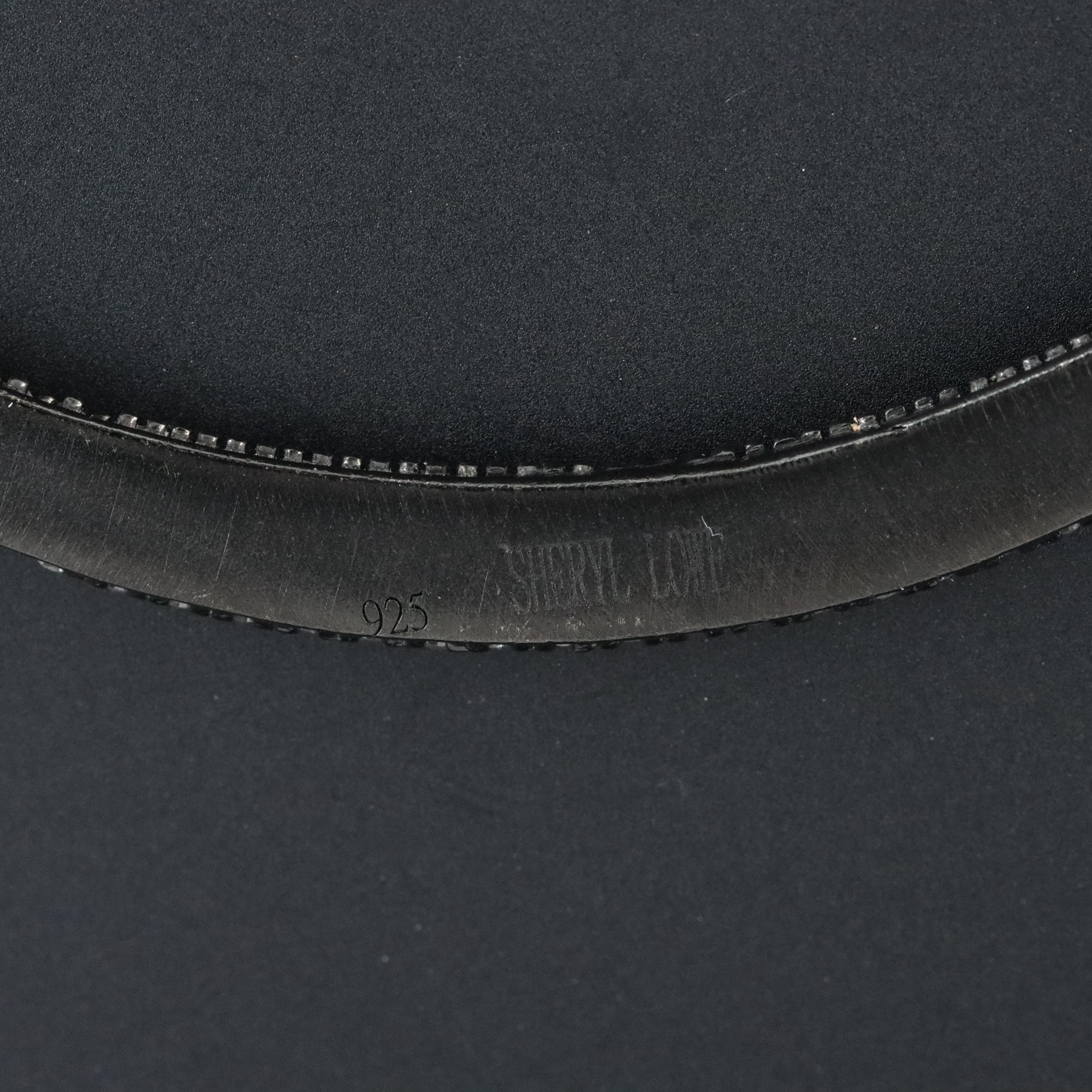 Sheryl Lowe Gunmetal Sterling Pavé Diamond Crescent Necklace