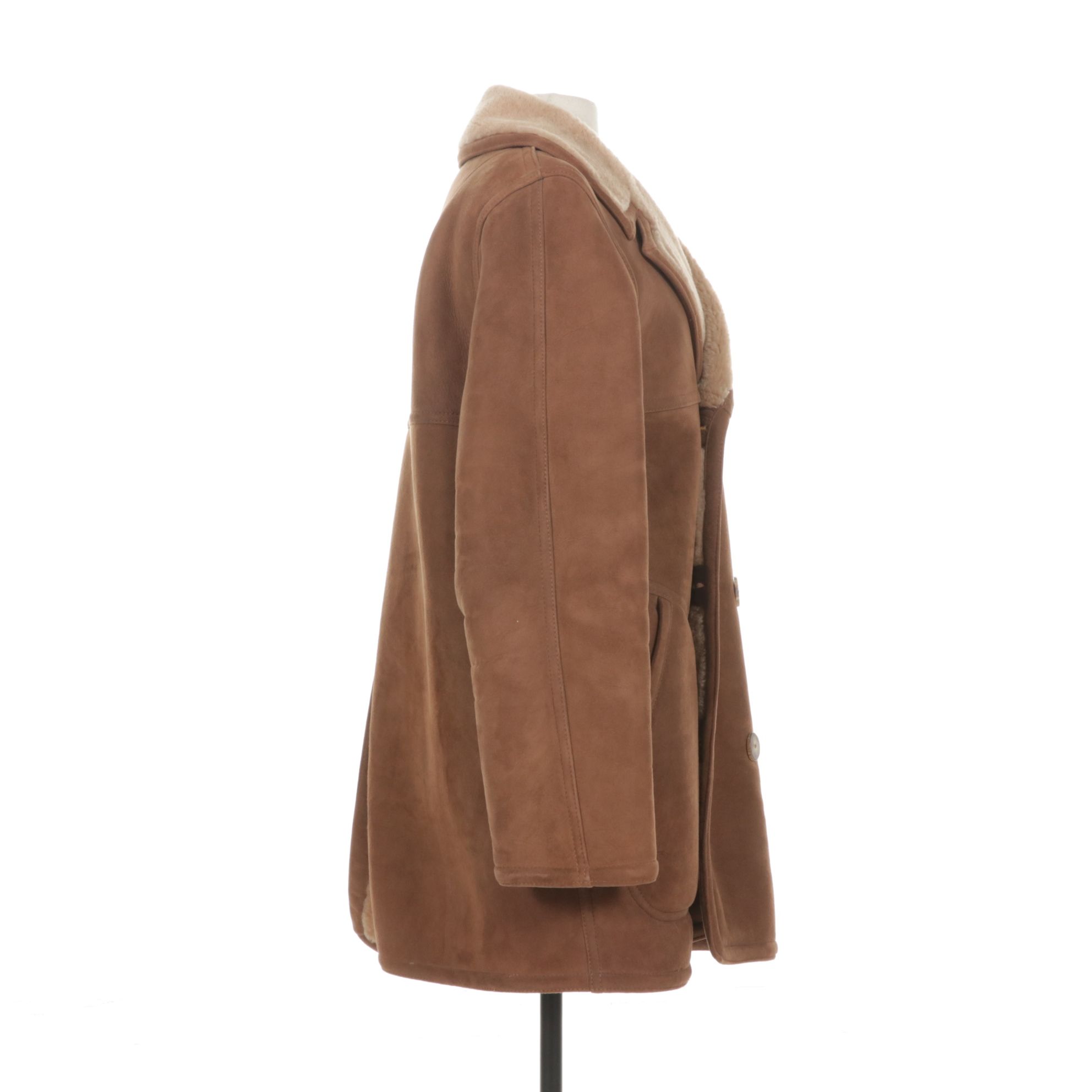 Sawyer Lamb Shearling Double-Breasted Sheepskin Coat, Size 46L