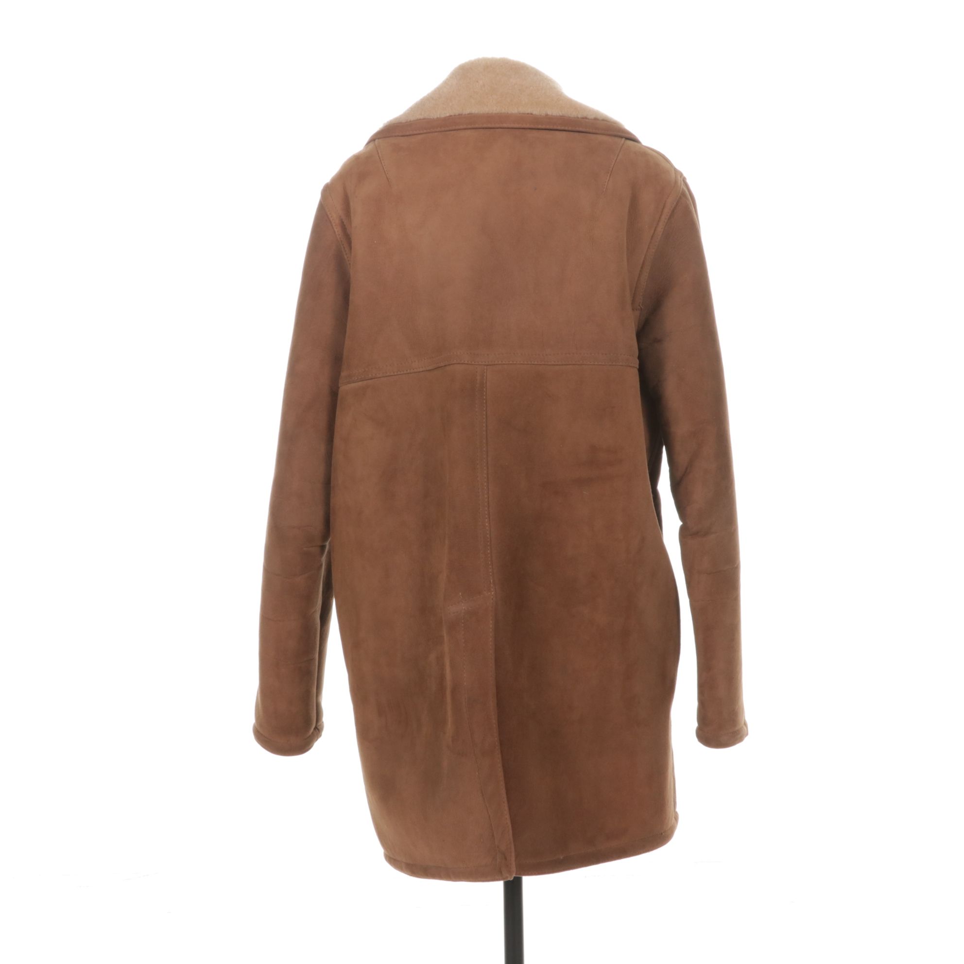Sawyer Lamb Shearling Double-Breasted Sheepskin Coat, Size 46L