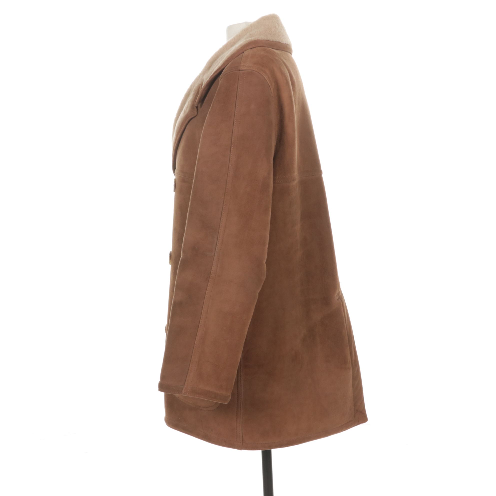 Sawyer Lamb Shearling Double-Breasted Sheepskin Coat, Size 46L