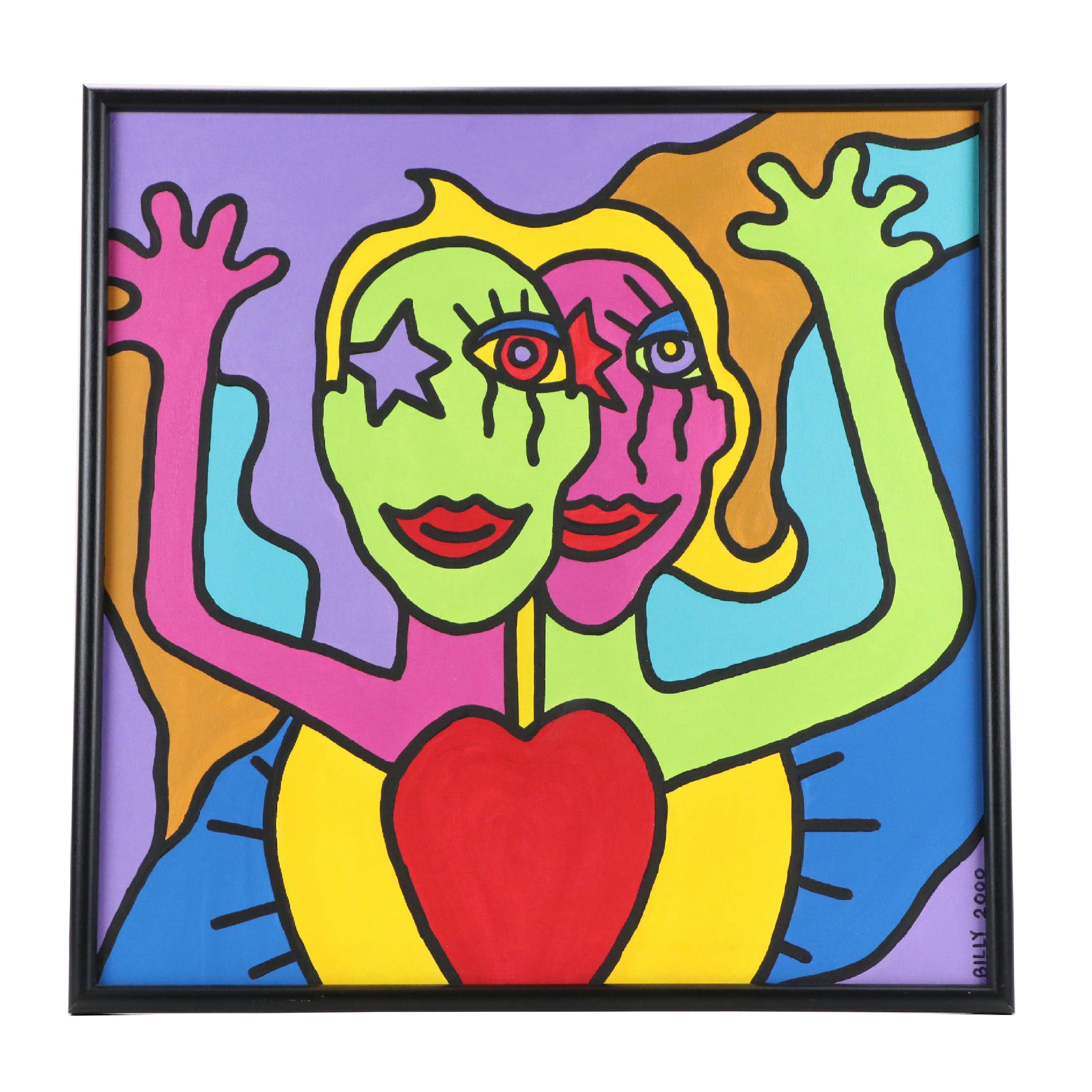 Billy the Artist Acrylic Painting "Siblings", 2000, and Book