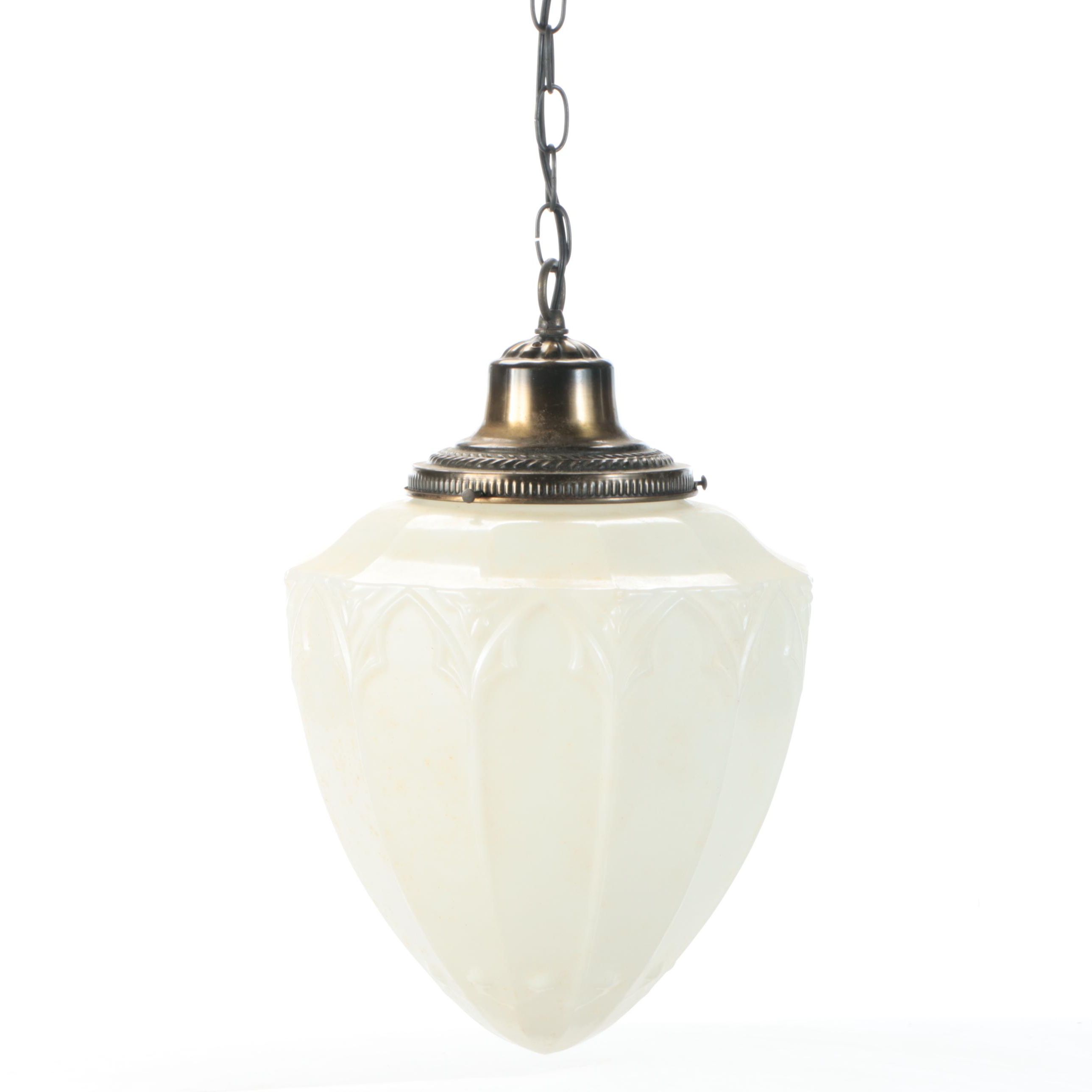 Art Deco Style Milk Glass Pendant Fixture