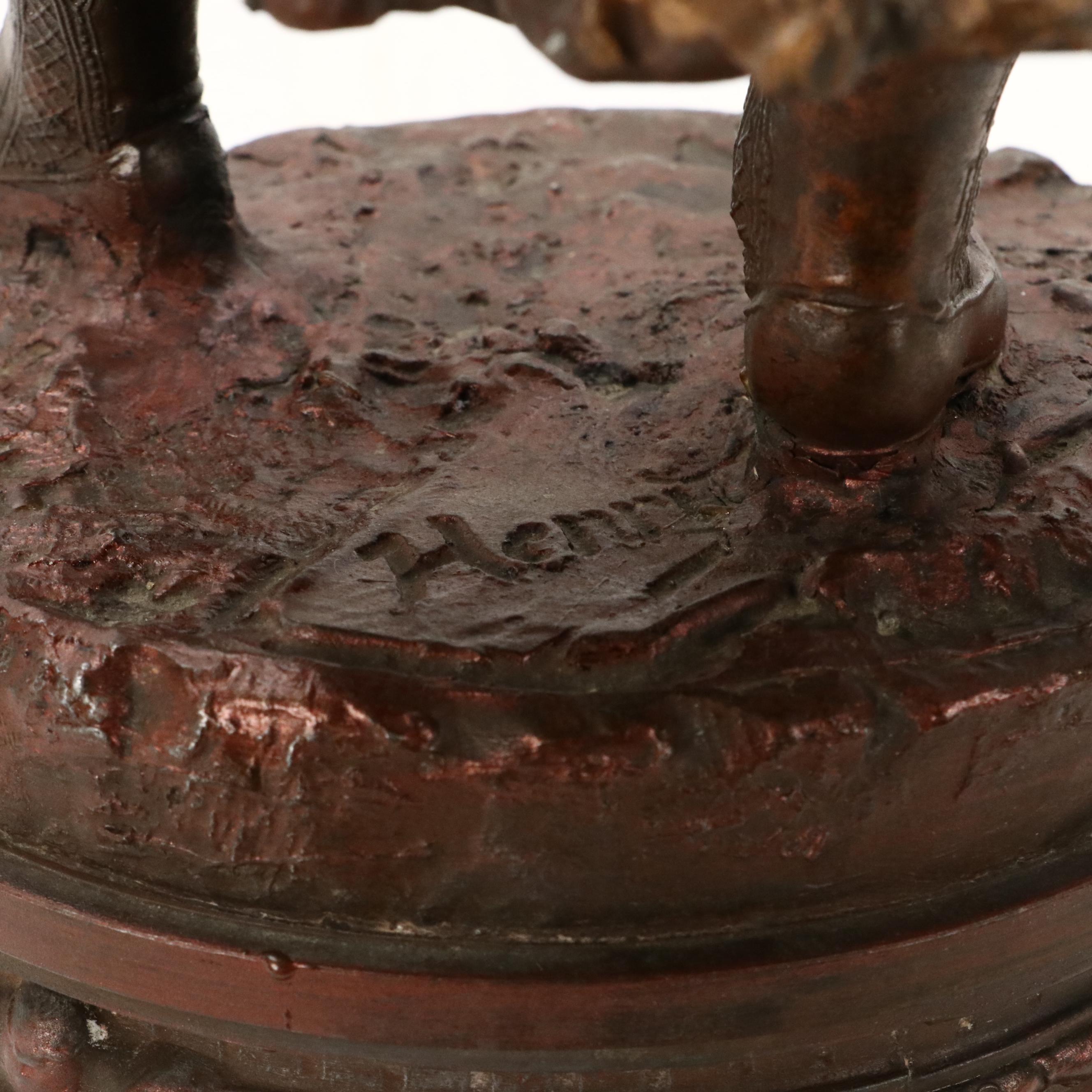 Cast Metal Sculpture of French Lady With Fan