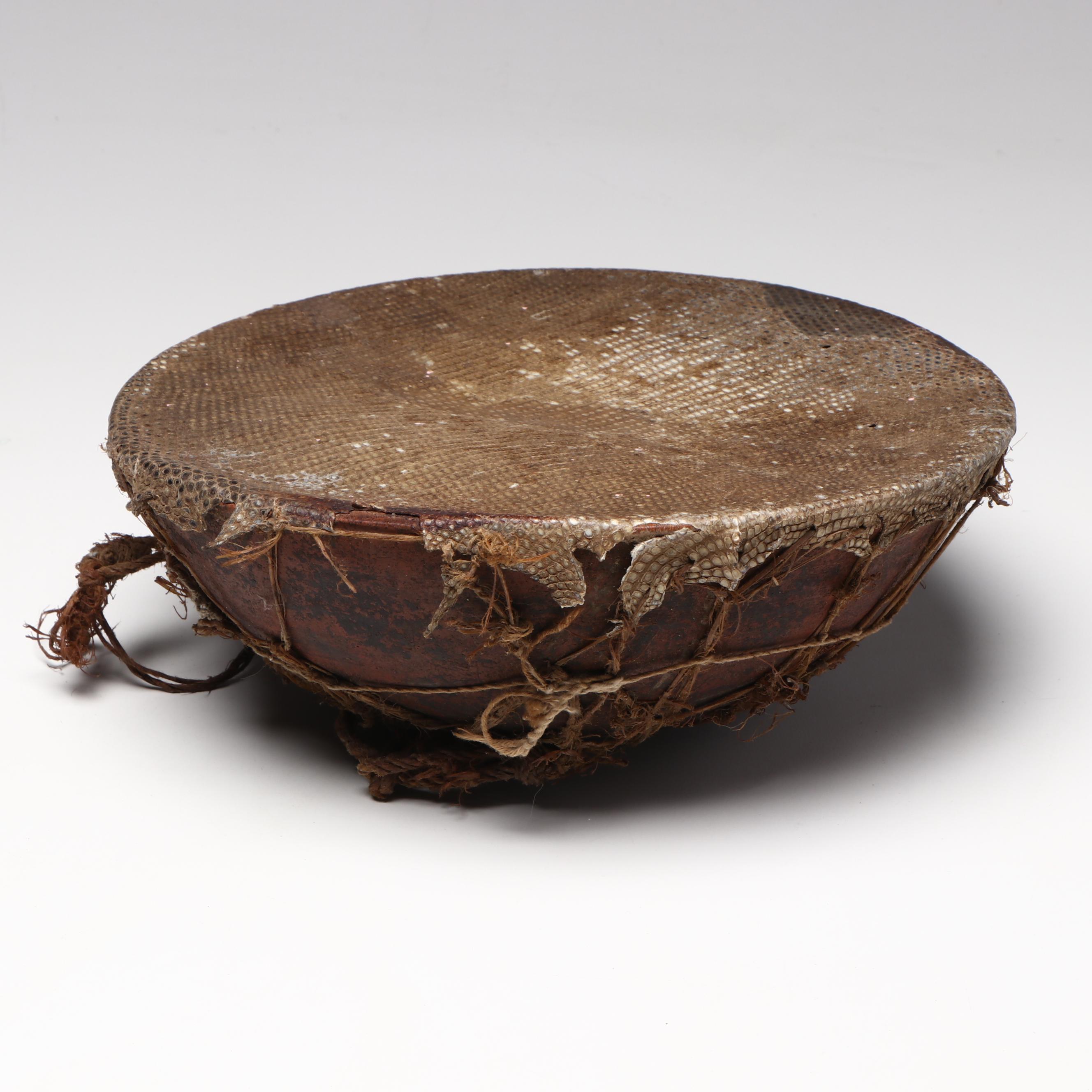 Southeast Asian Reptile Skin and Ceramic Drum