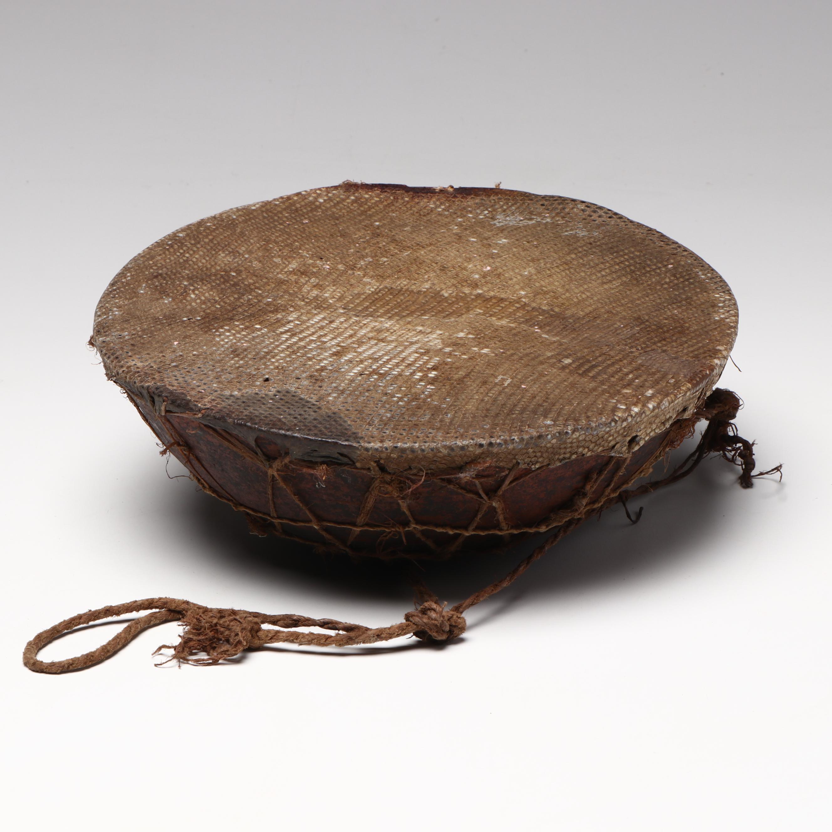 Southeast Asian Reptile Skin and Ceramic Drum