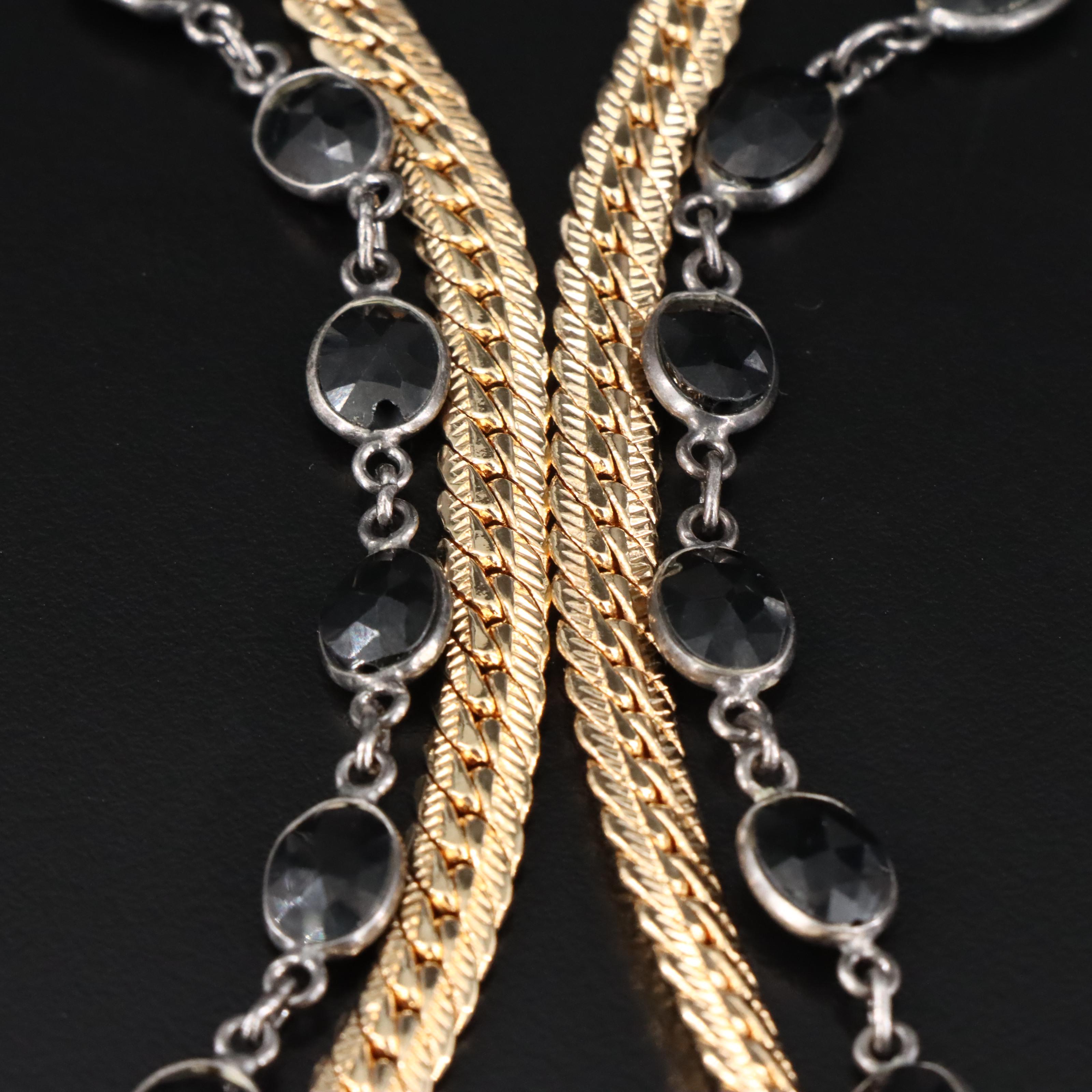 Mexican Sterling Harmony Bell Pendant, Black Onyx and Curb Chain Necklace