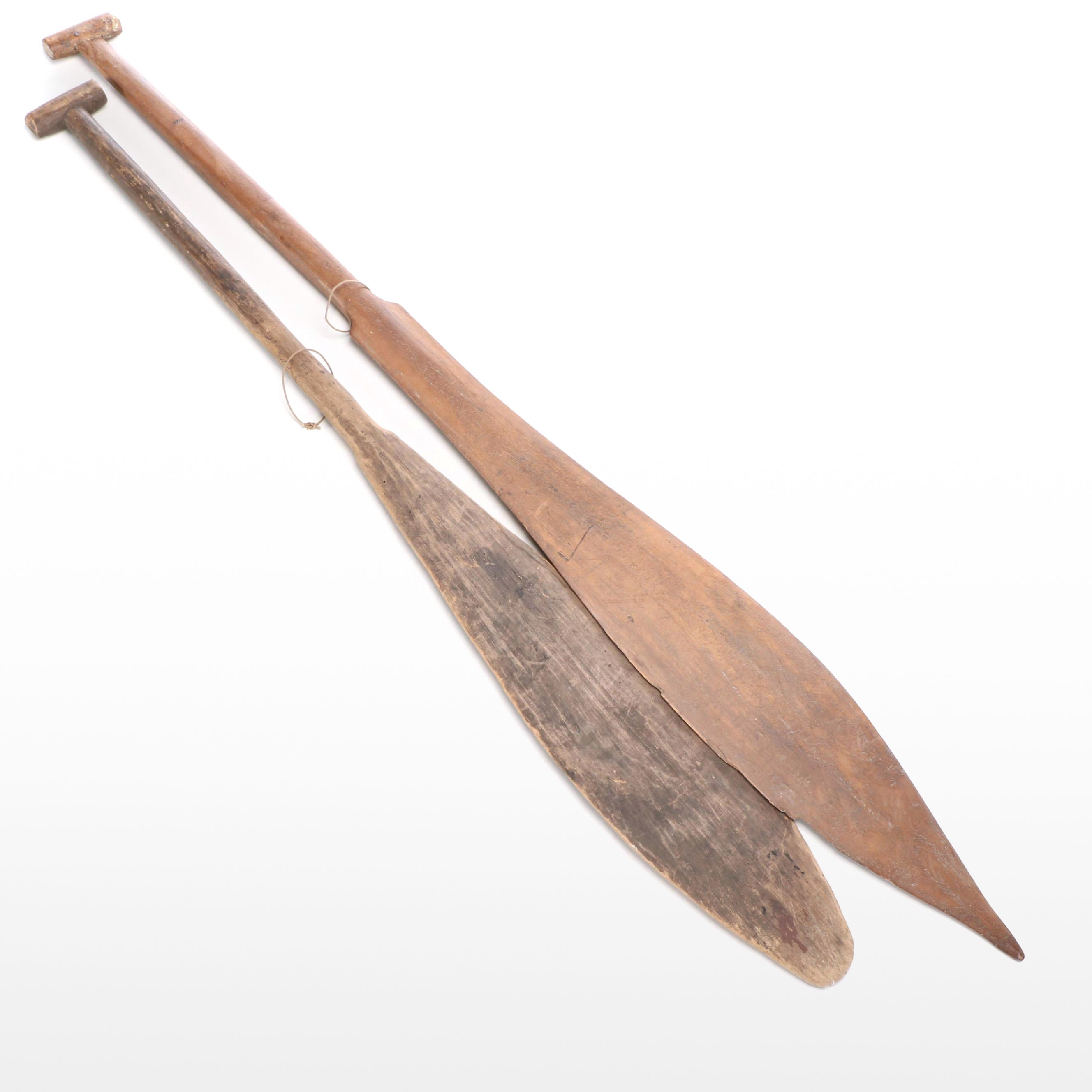 Two Indigenous Subarctic/Pacific Northwest Coast Wooden Oars