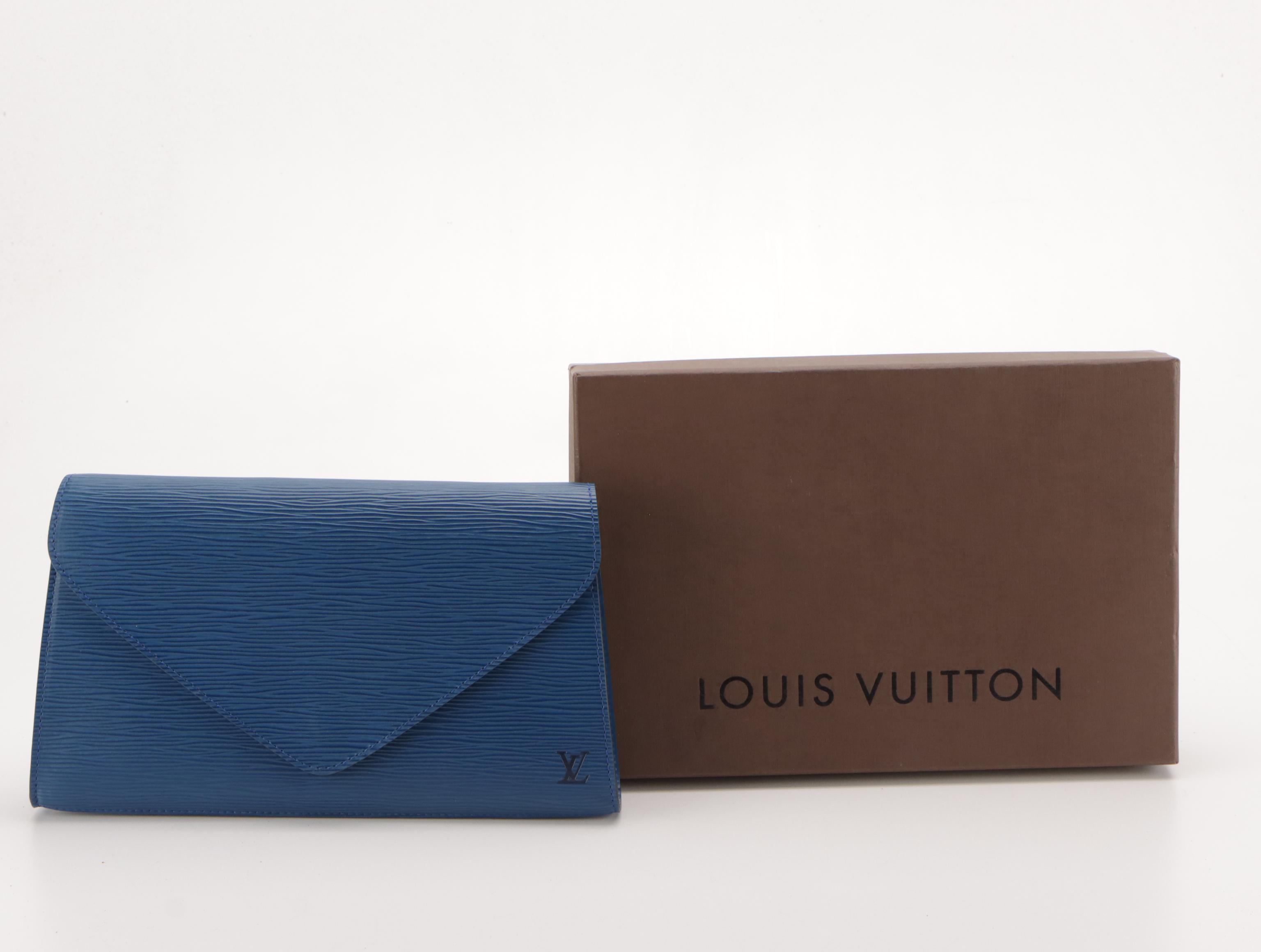 Louis Vuitton Art Deco Envelope Clutch in Toldeo Blue Epi and Smooth Leather