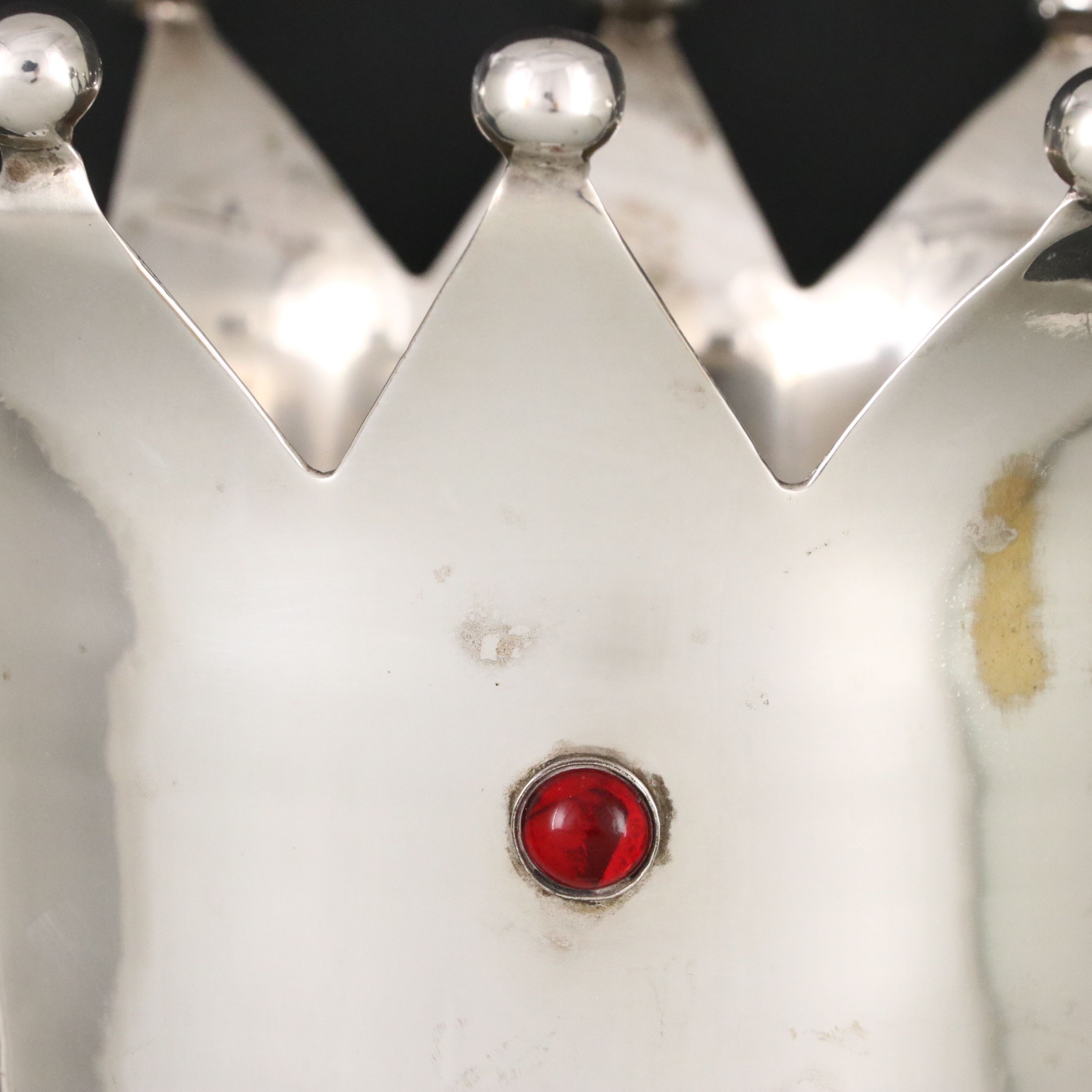 MCM Silver Plate and Glass Cabochon Crown Form Ice Bucket