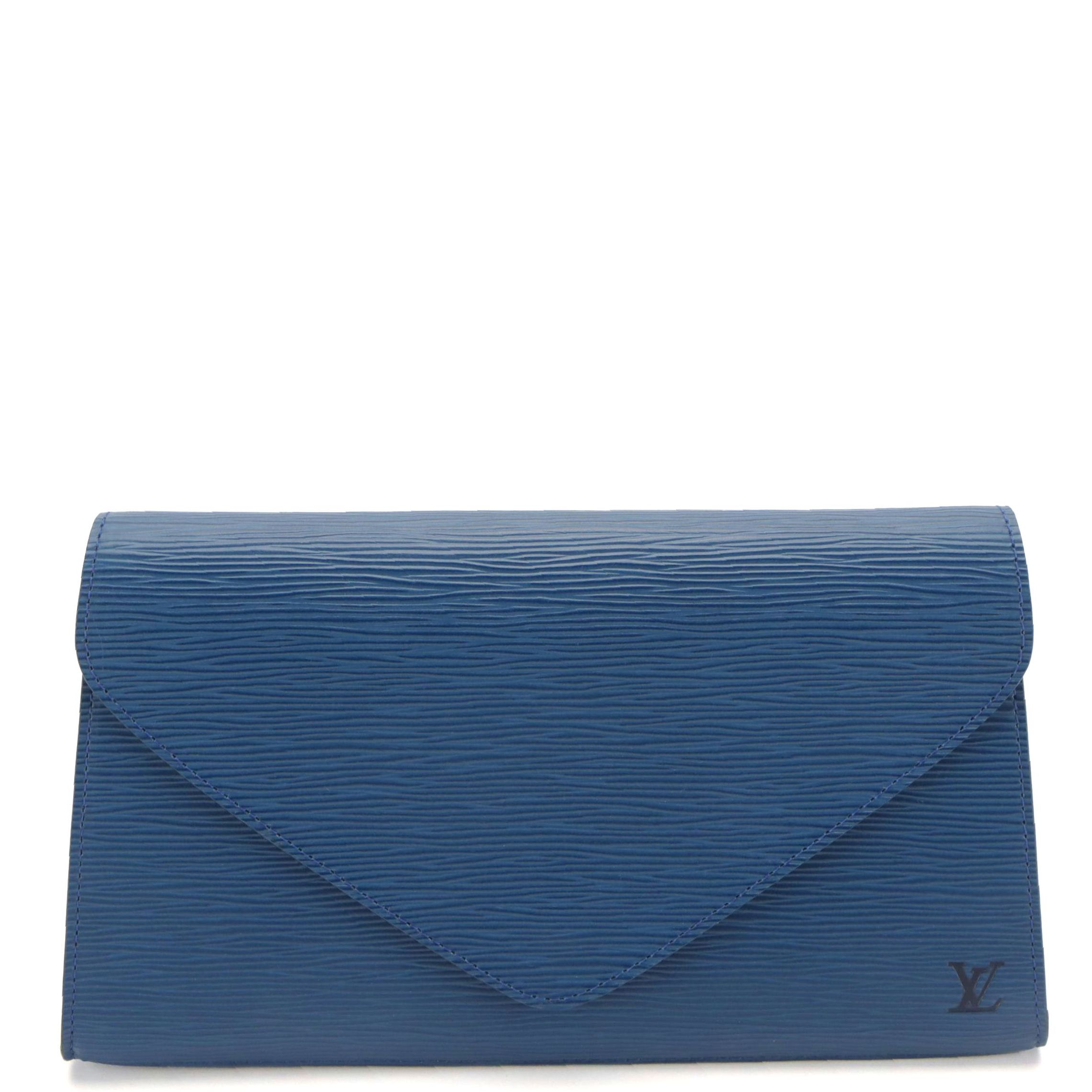 Louis Vuitton Art Deco Envelope Clutch in Toldeo Blue Epi and Smooth Leather