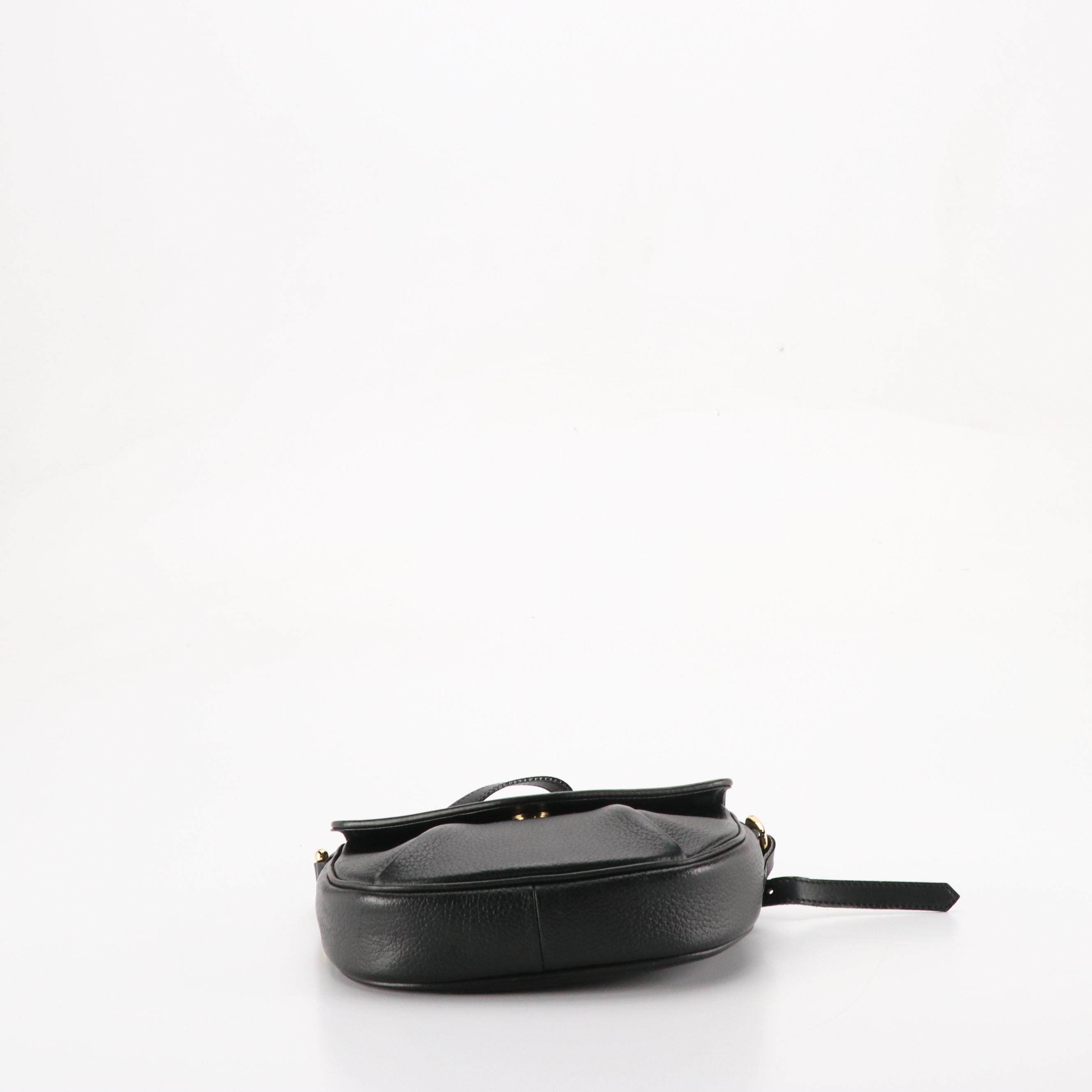 Burberrys Front Flap Crossbody Bag in Black Grained Calfskin Leather