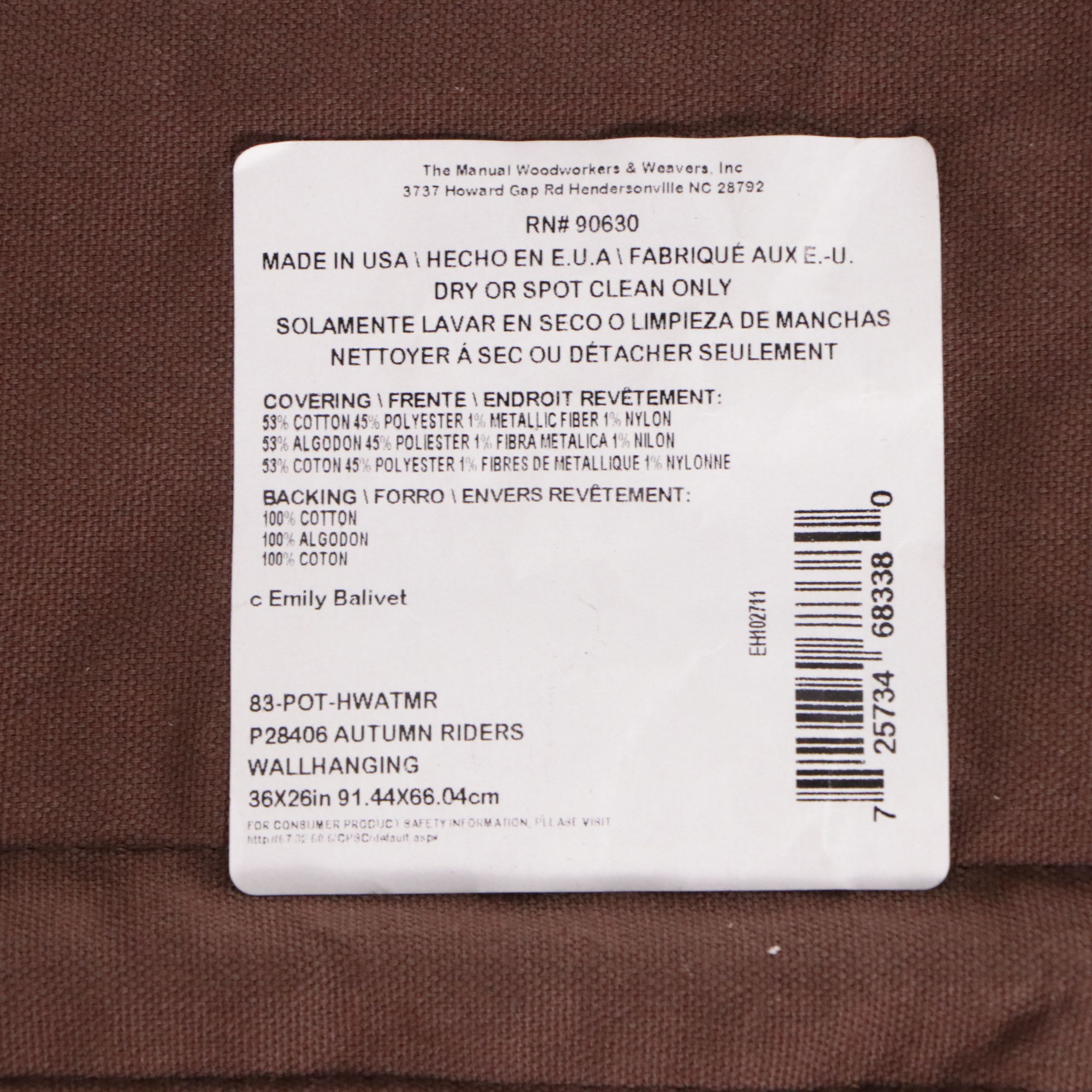 Emily Balivet "Autumn Riders" Woven Jacquard Tapestry with Hanger, 2005