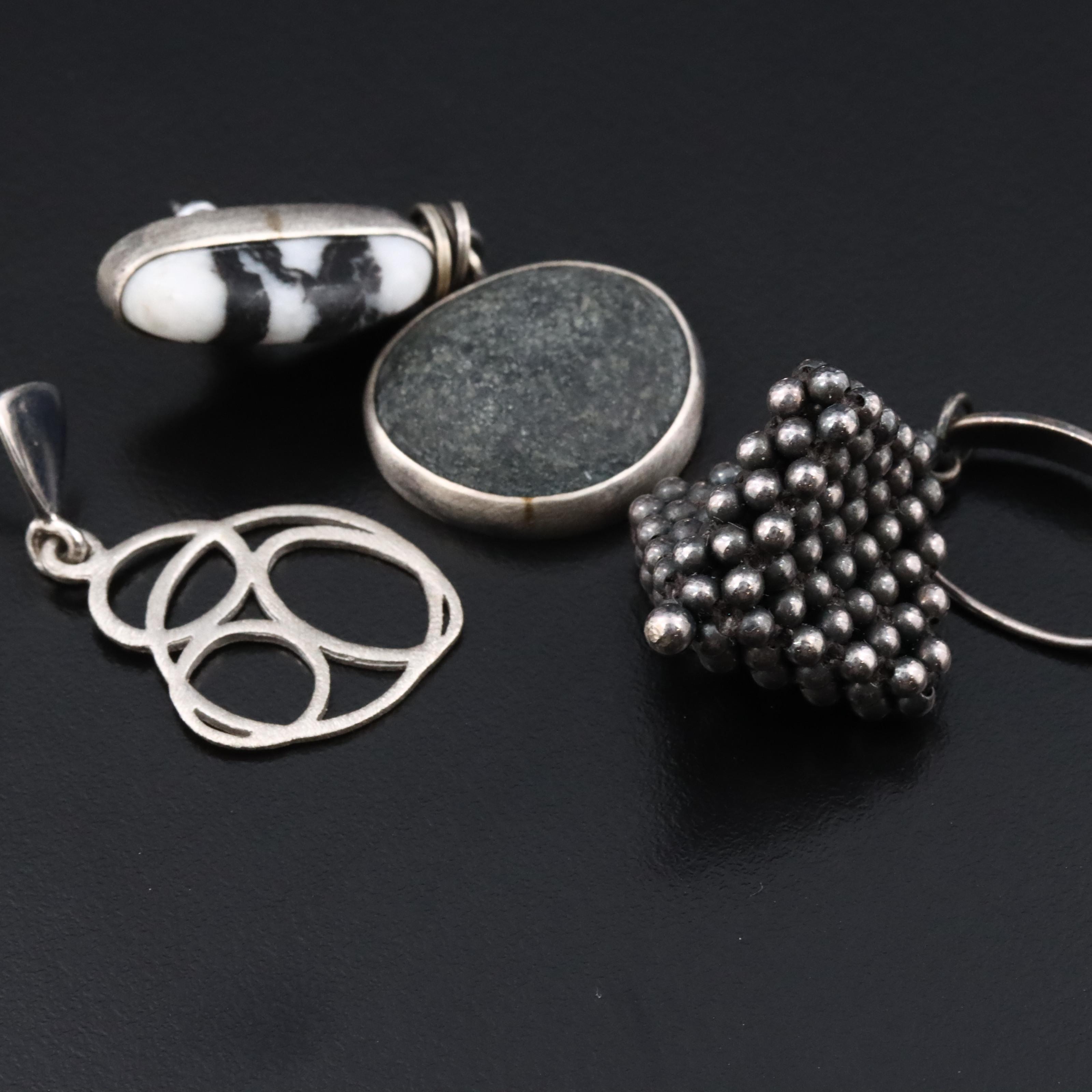 Sterling Artisan Style Earrings Including Howlite, Stone, and 18K Accent