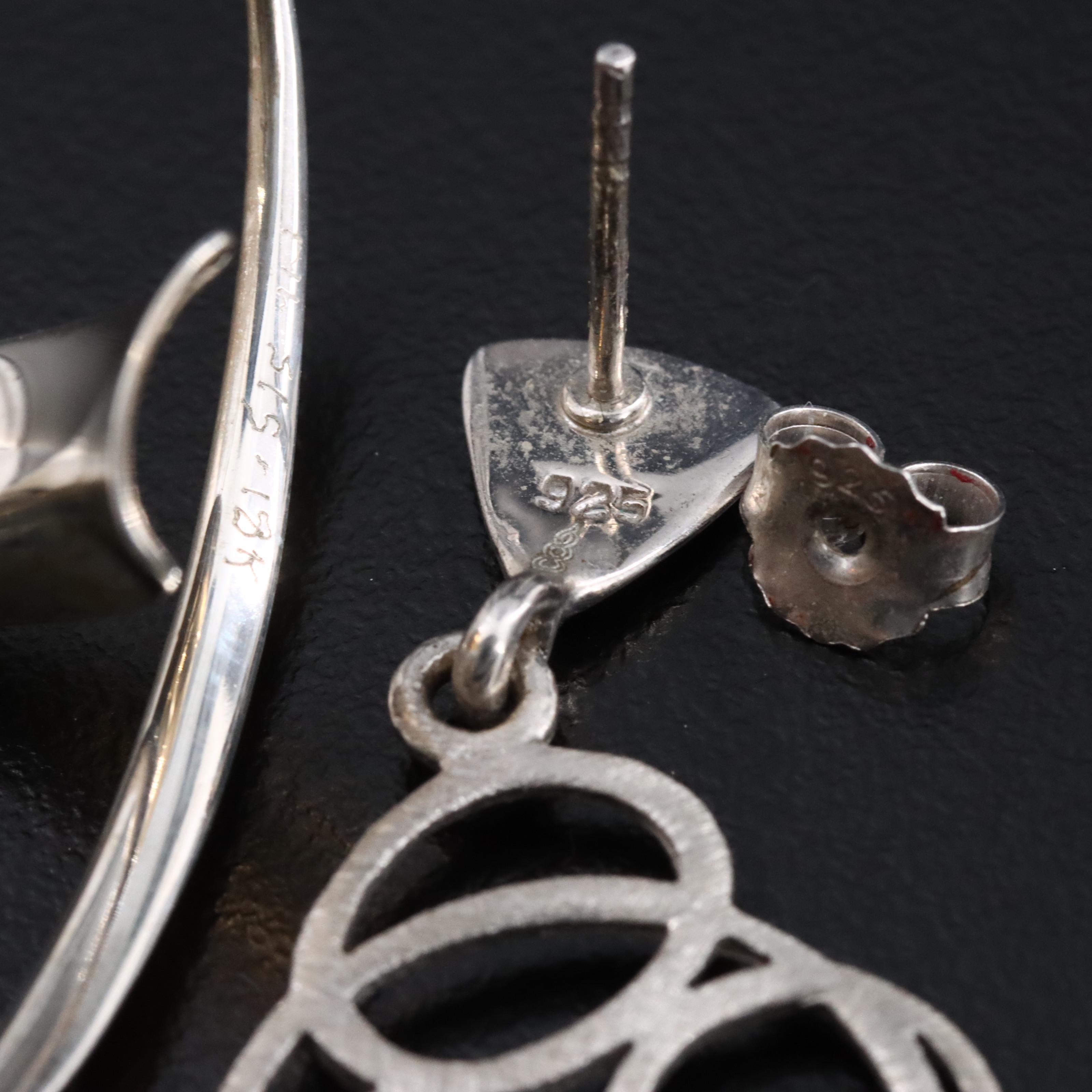 Sterling Artisan Style Earrings Including Howlite, Stone, and 18K Accent