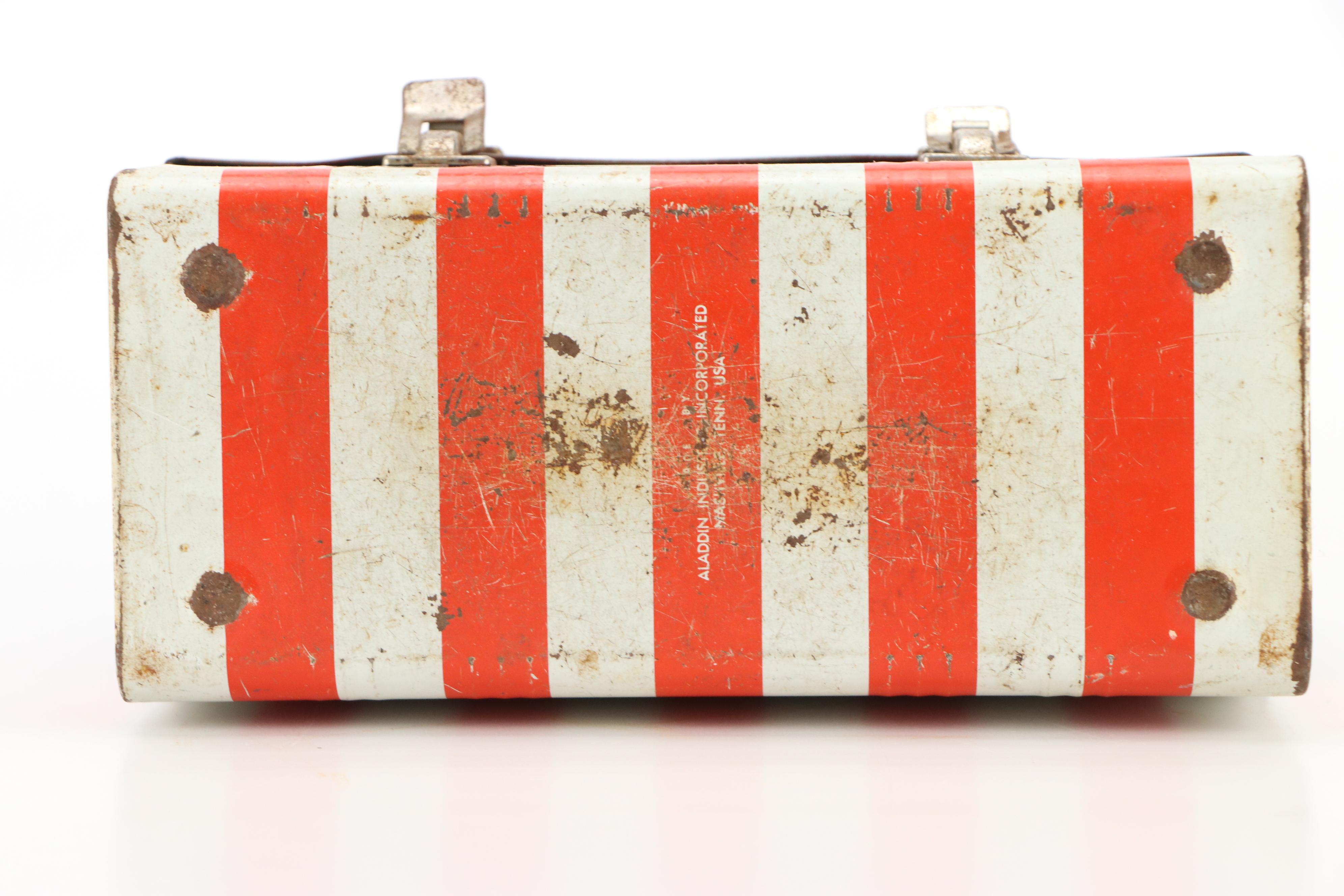 Aladdin Stars and Stripes Dome-Top Lithographed Tin Lunch Box, circa 1970s