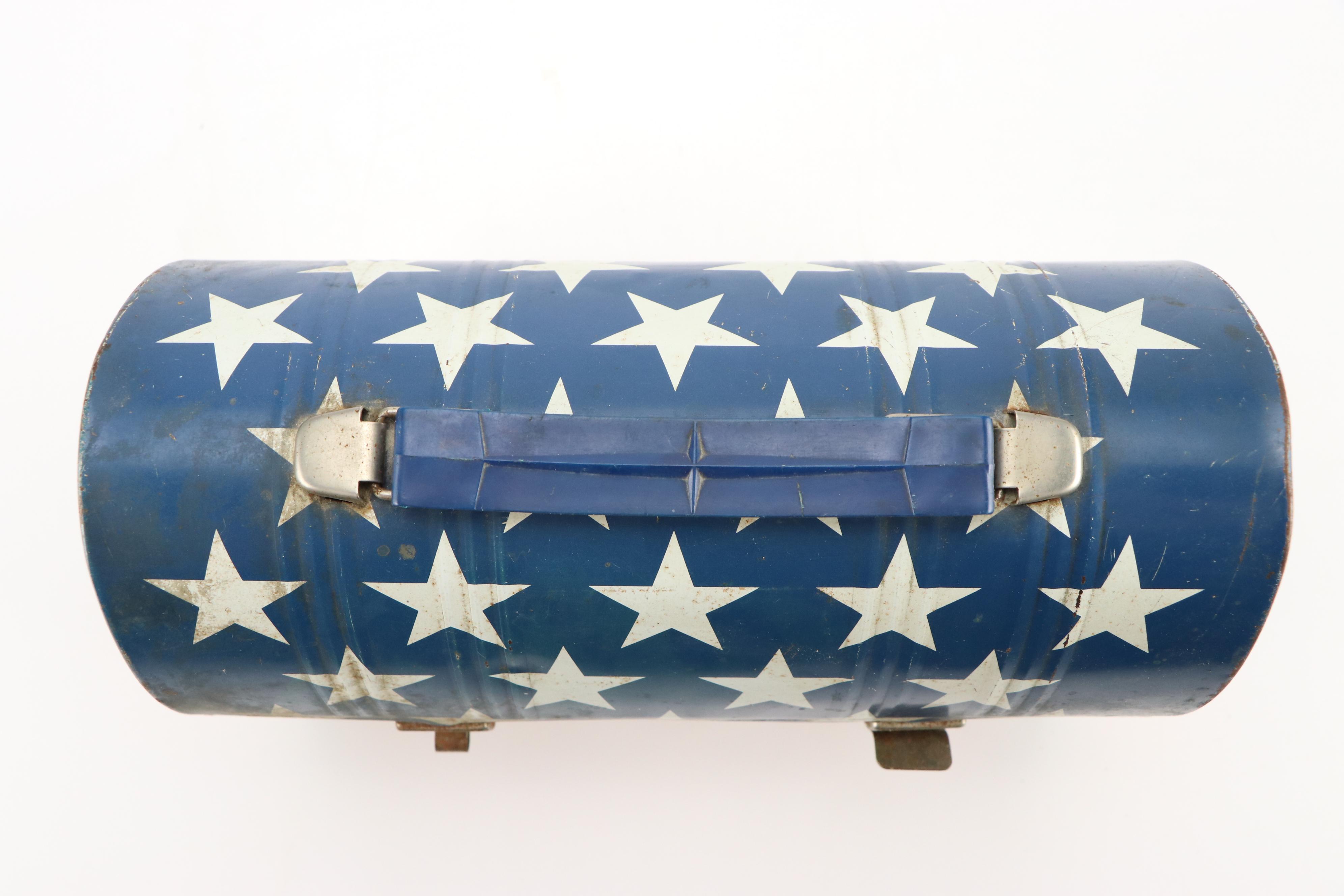 Aladdin Stars and Stripes Dome-Top Lithographed Tin Lunch Box, circa 1970s