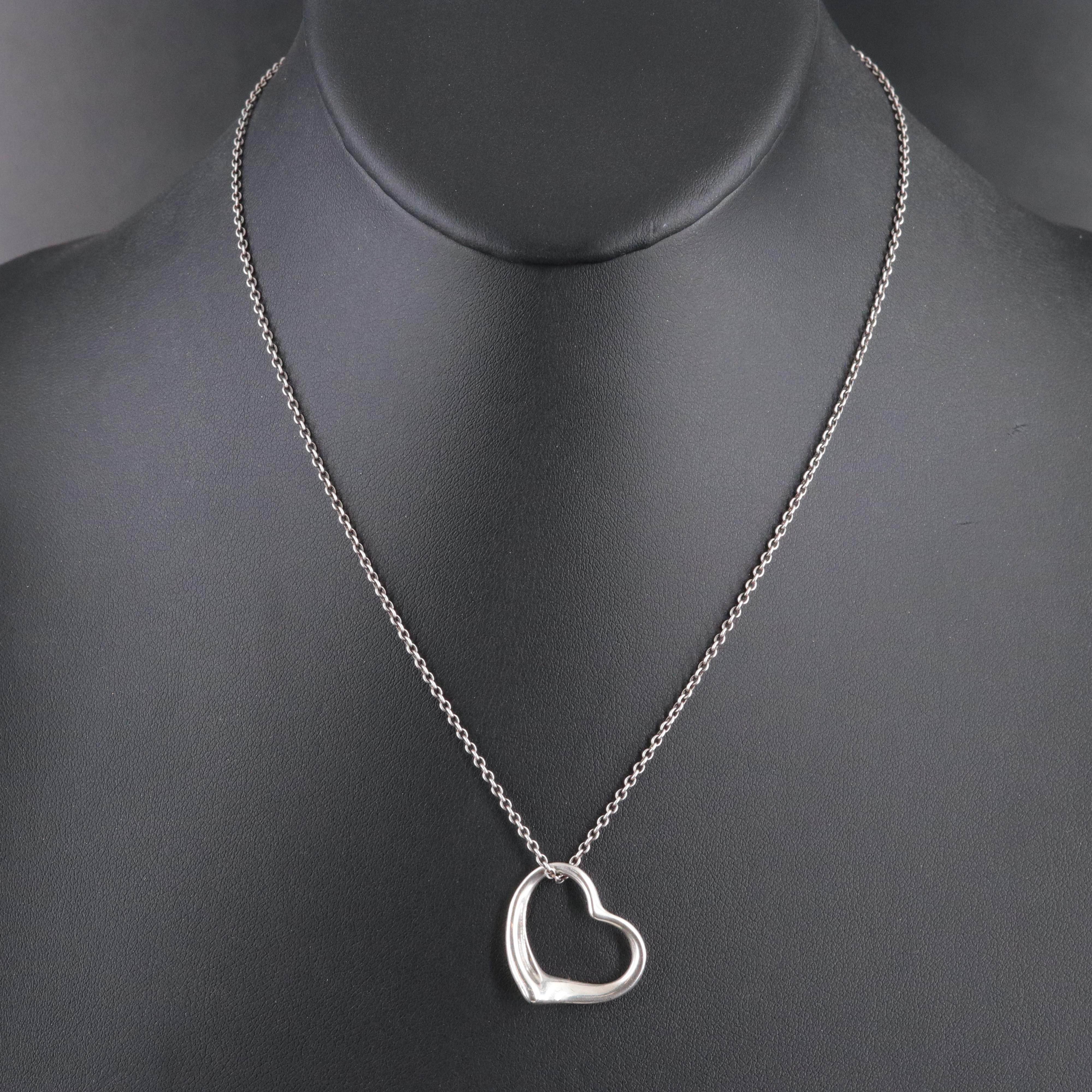 Elsa Peretti for Tiffany & Co. Open Heart Sterling Pendant Necklace