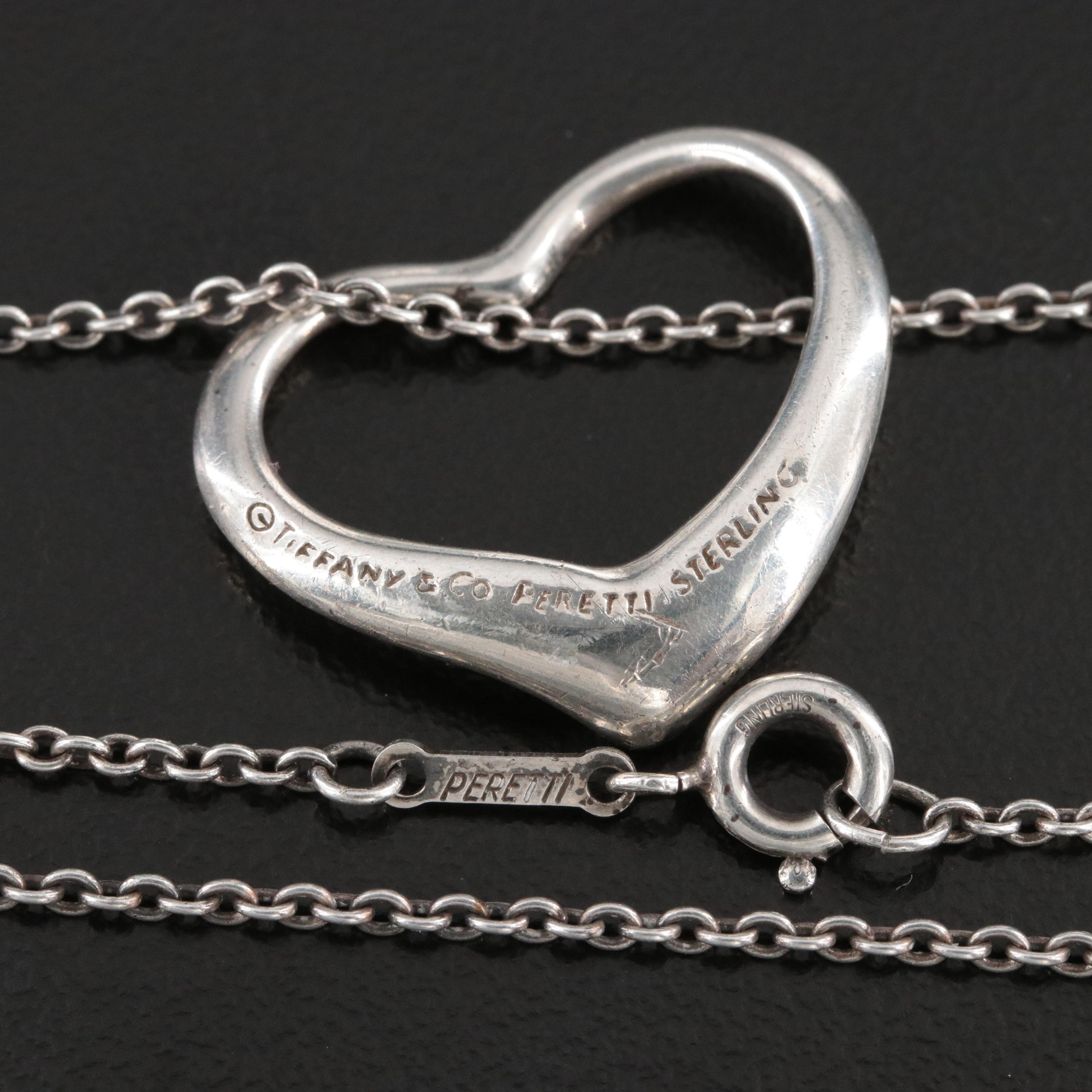 Elsa Peretti for Tiffany & Co. Open Heart Sterling Pendant Necklace