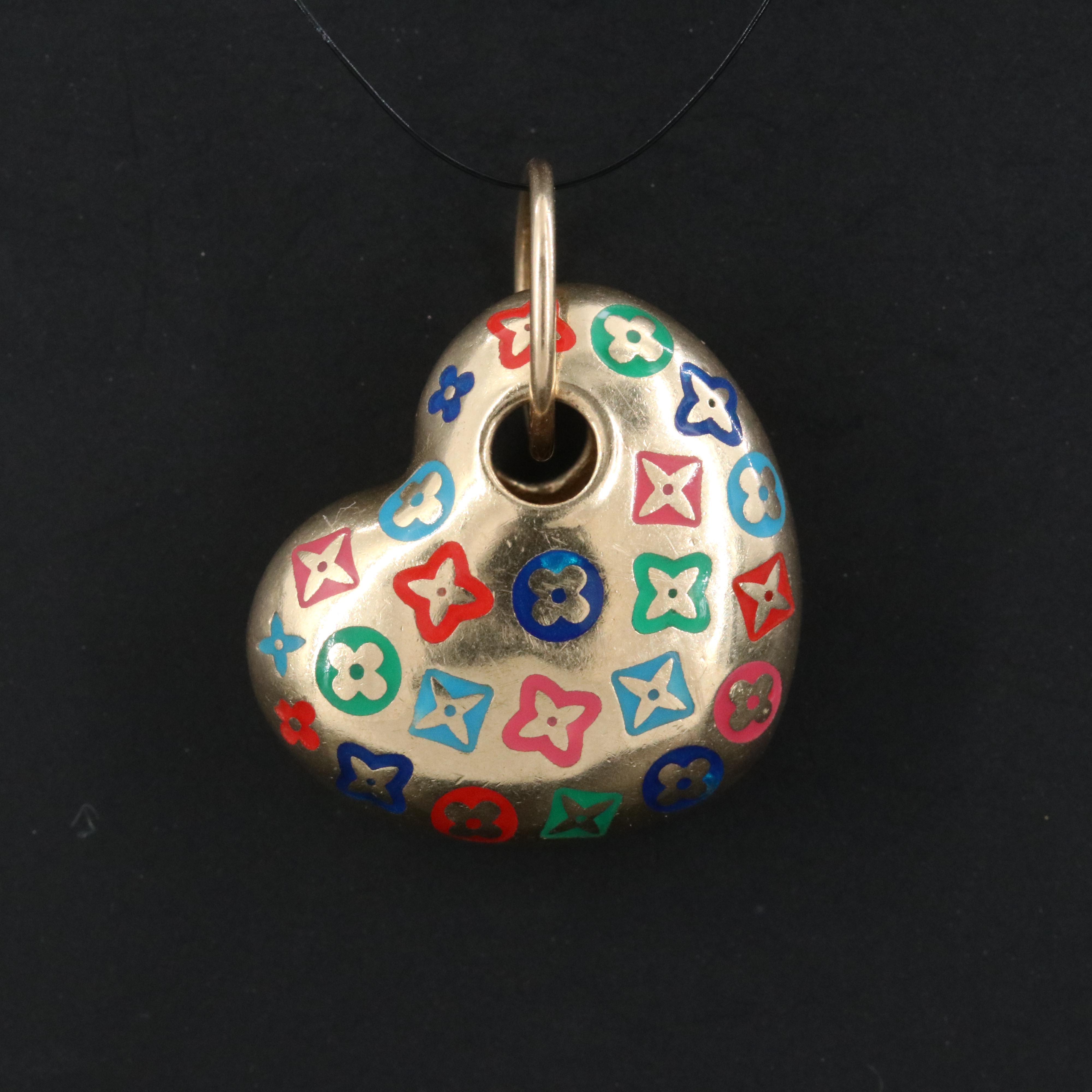 14K Puffy Heart Enamel Pendant