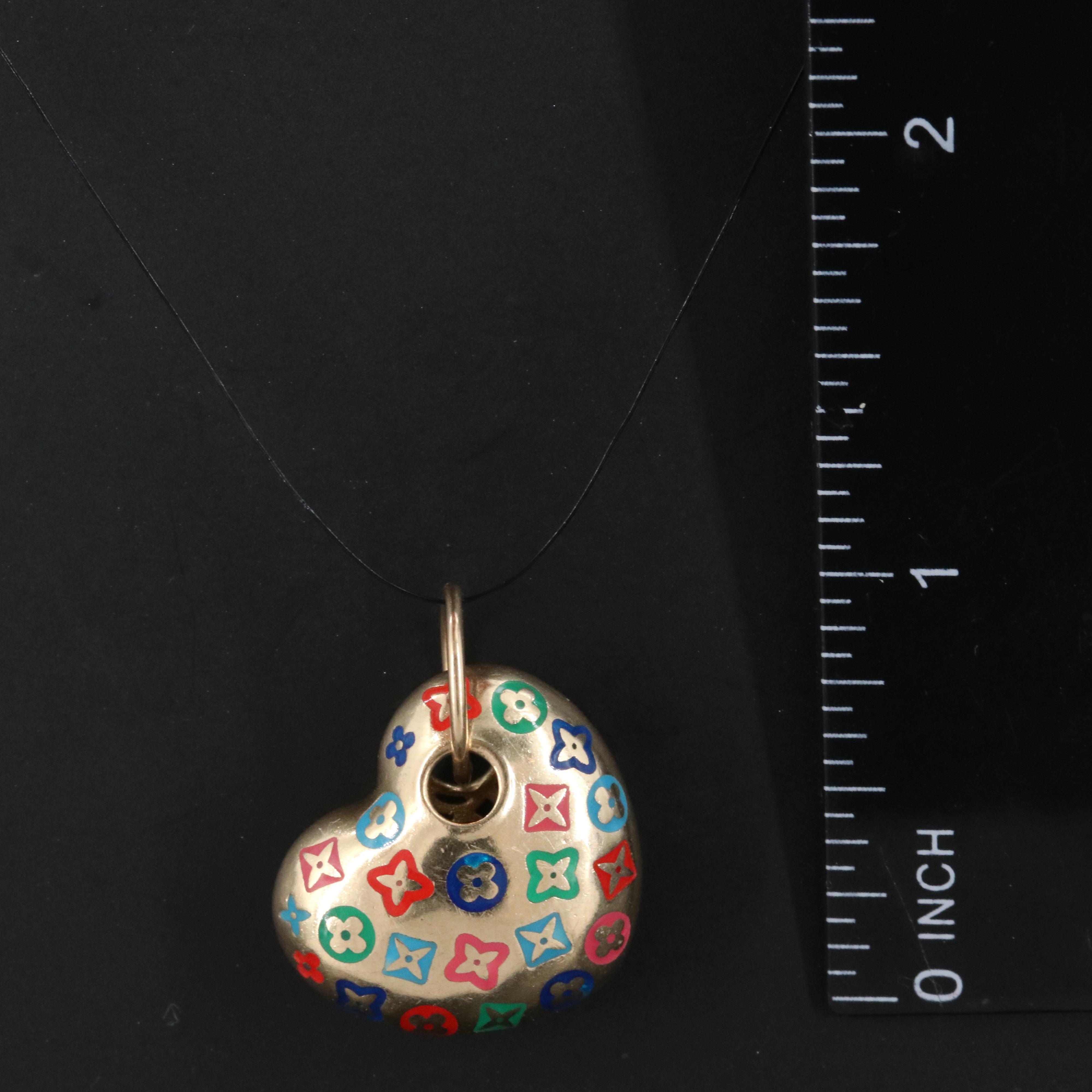 14K Puffy Heart Enamel Pendant