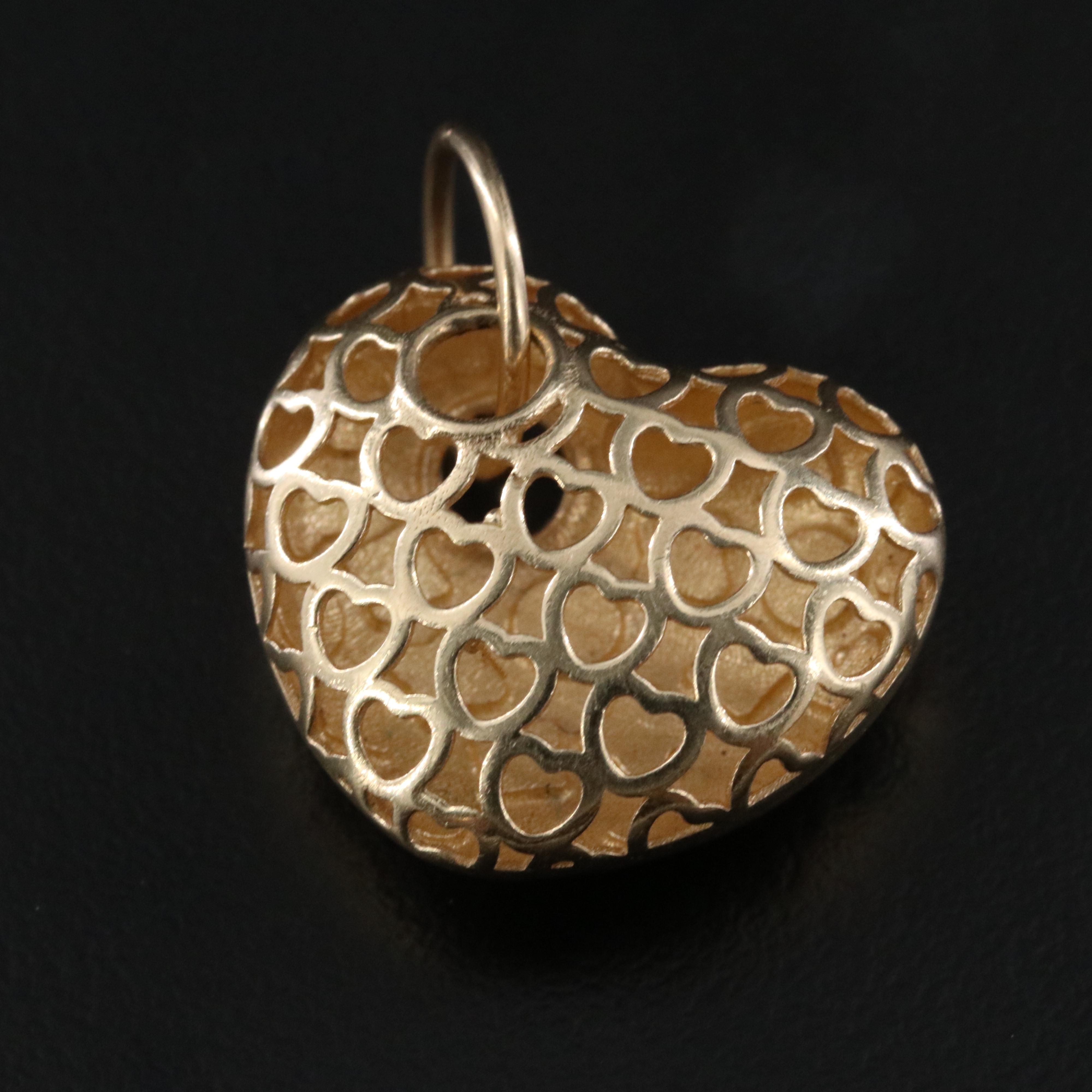 14K Puffy Heart Enamel Pendant