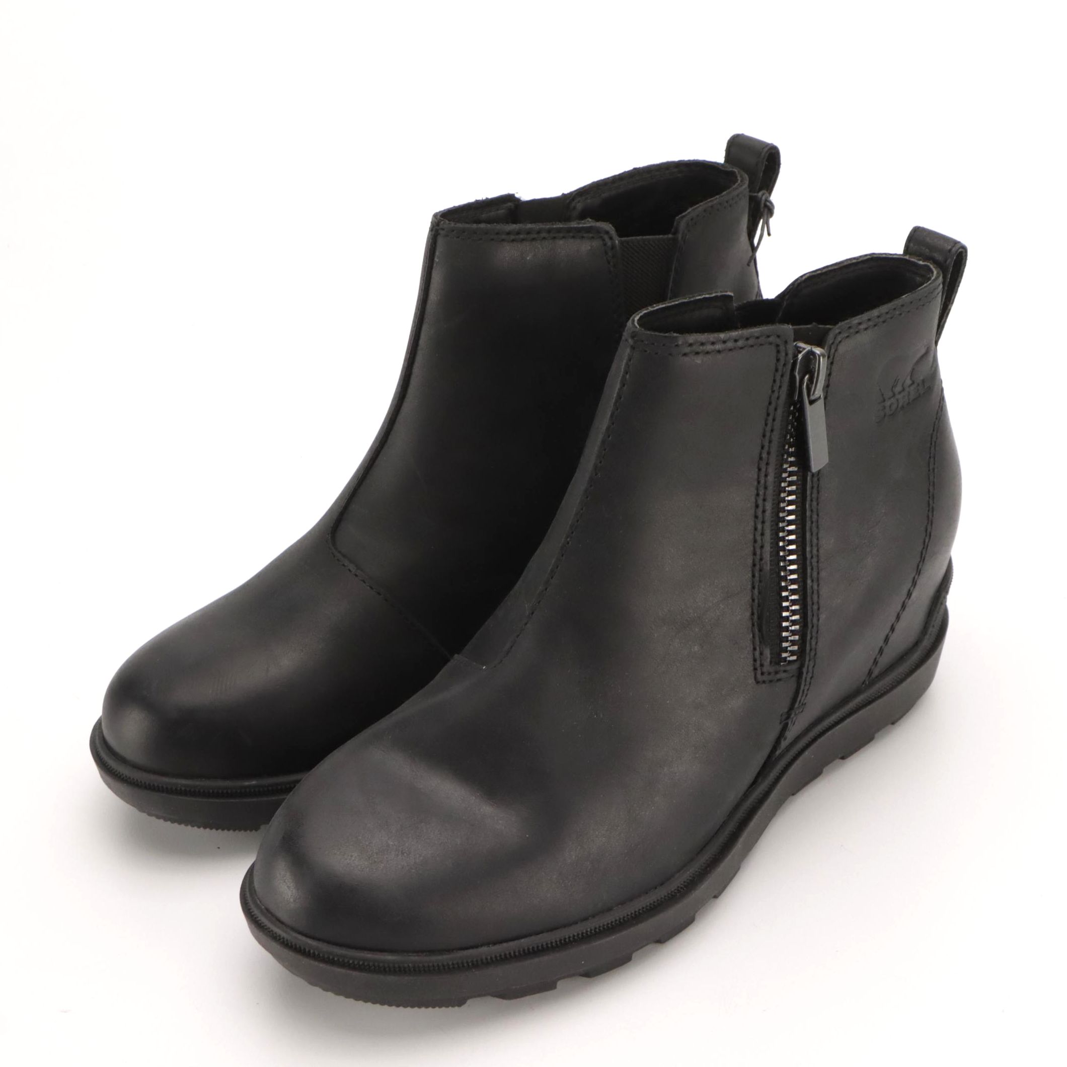 Sorel Black Waterproof Leather Ankle Booties
