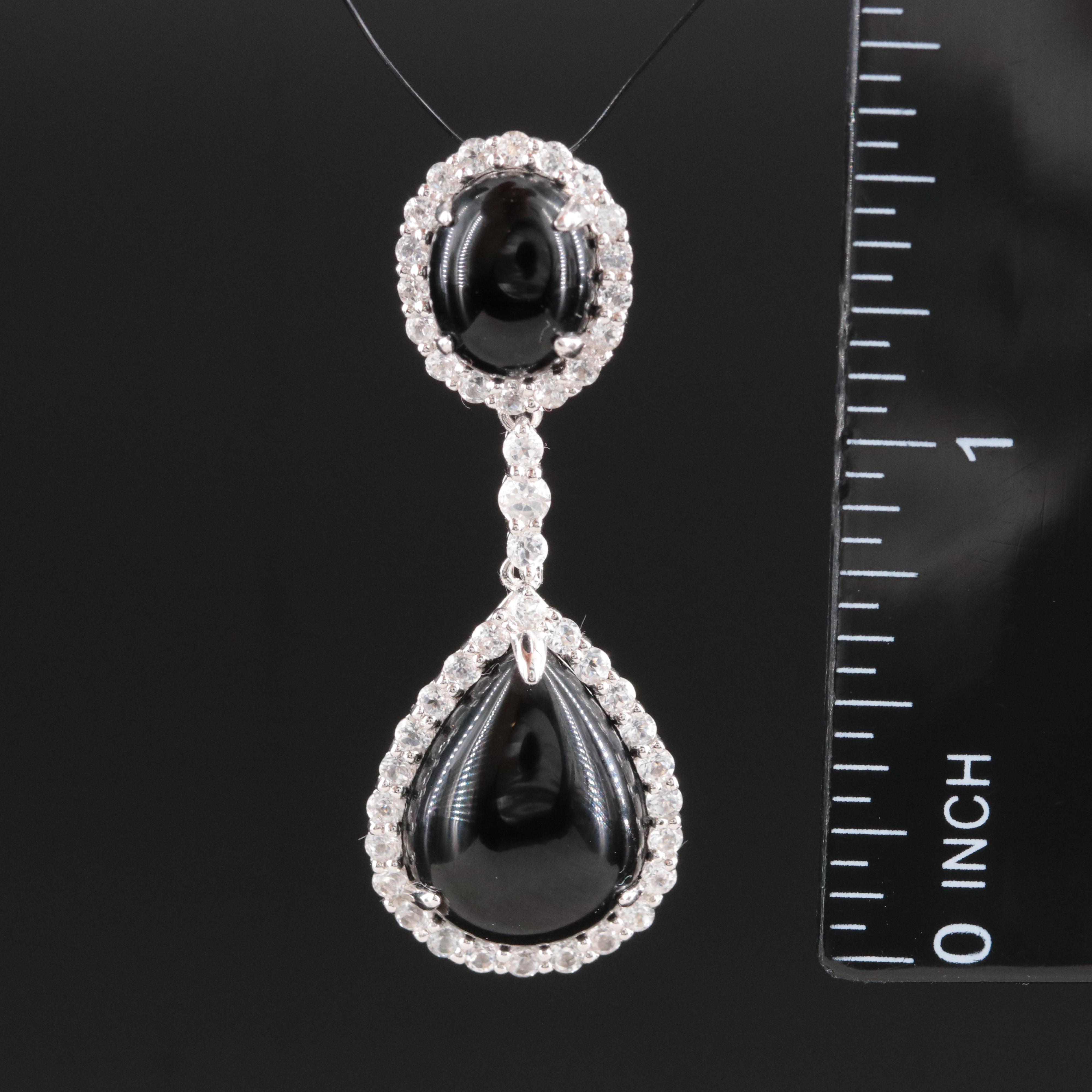 Carlo Viani Sterling Black Onyx and White Topaz Pendant