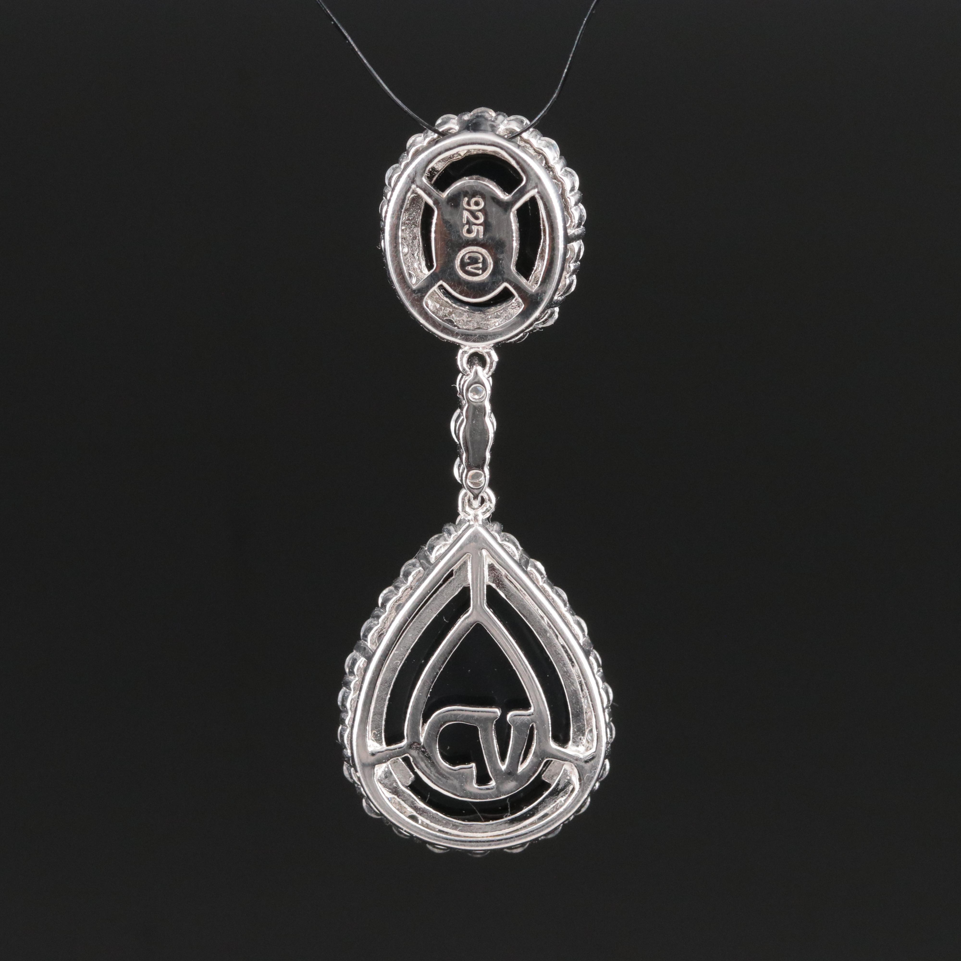 Carlo Viani Sterling Black Onyx and White Topaz Pendant