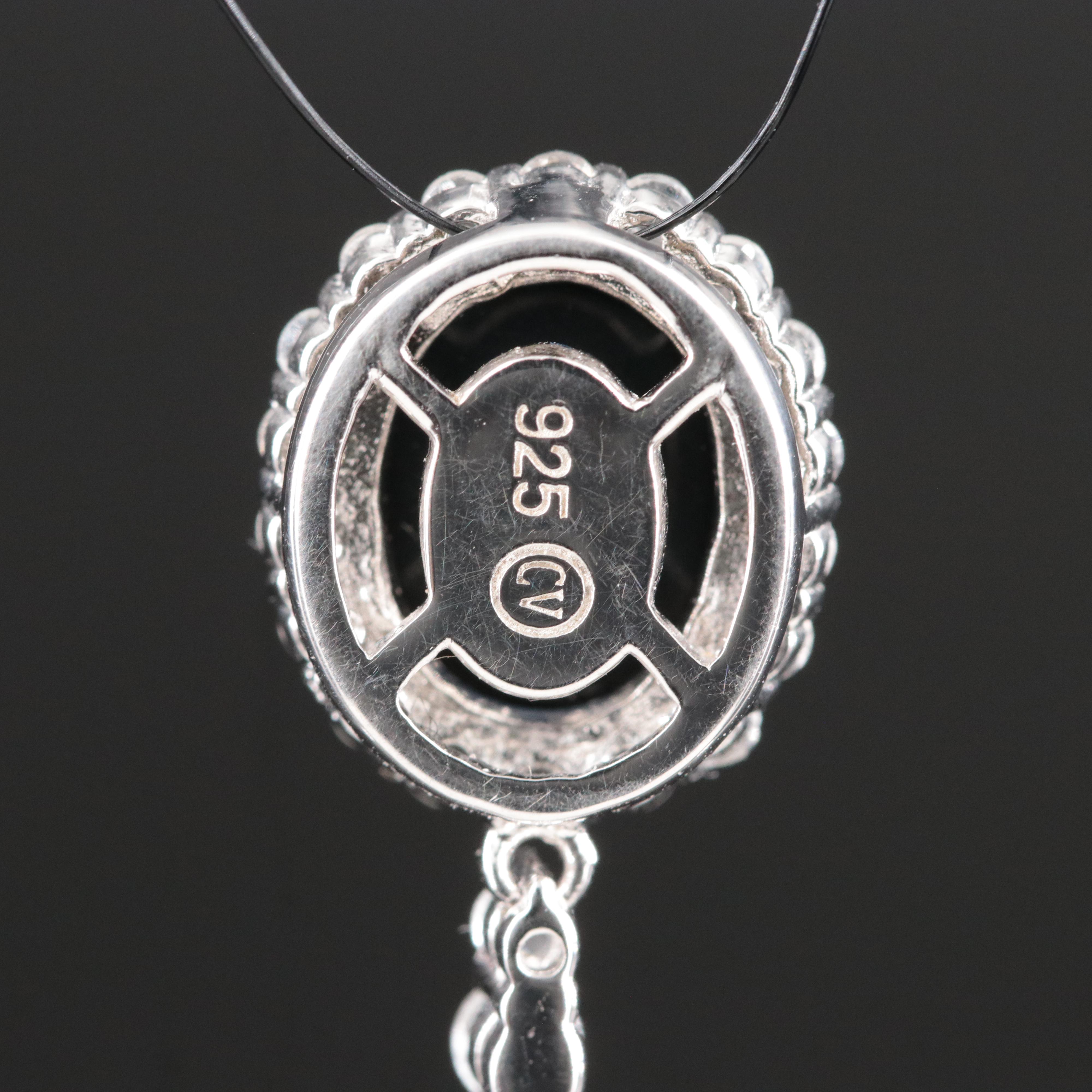 Carlo Viani Sterling Black Onyx and White Topaz Pendant