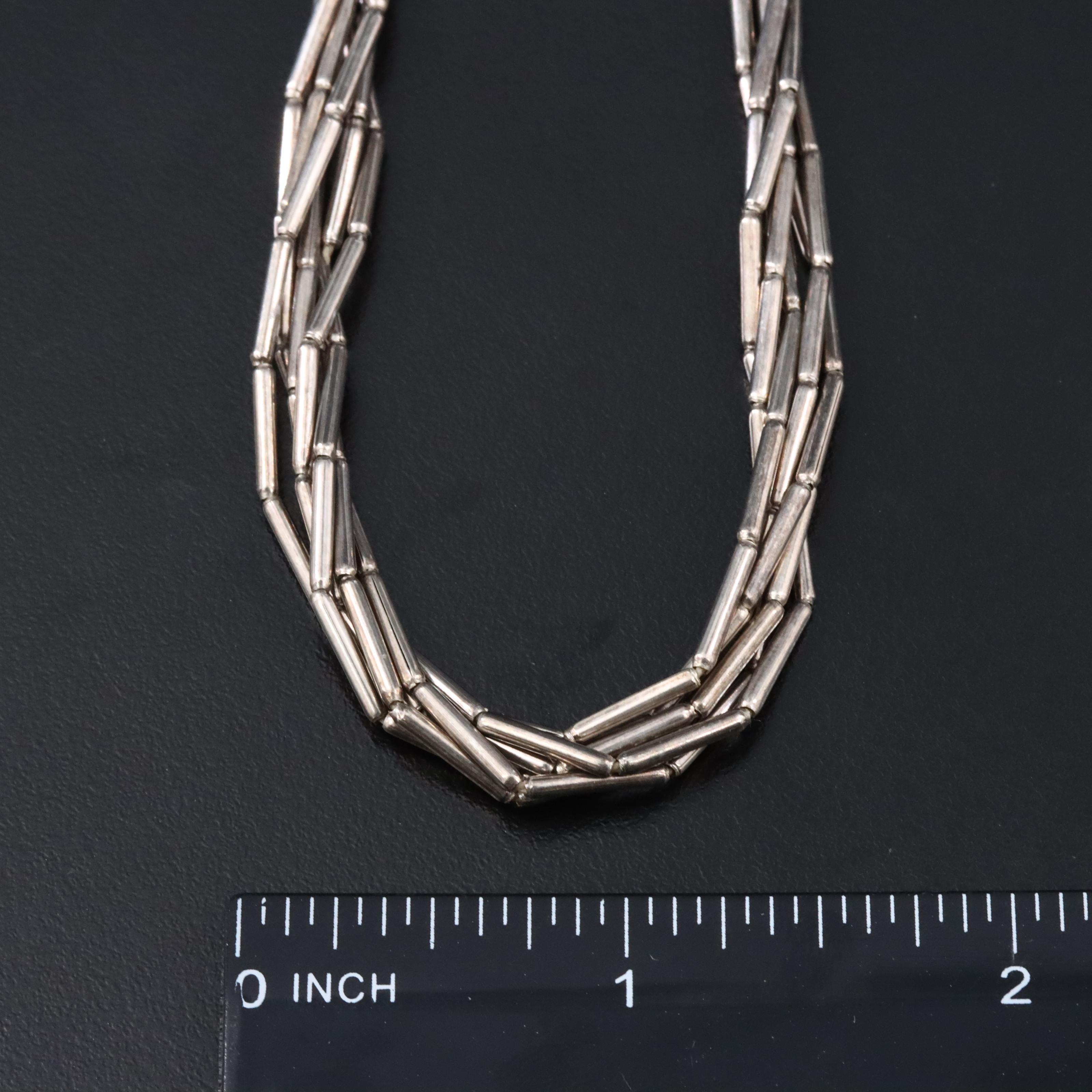 Sterling Liquid Silver and Necklace with Coral Bead Accent