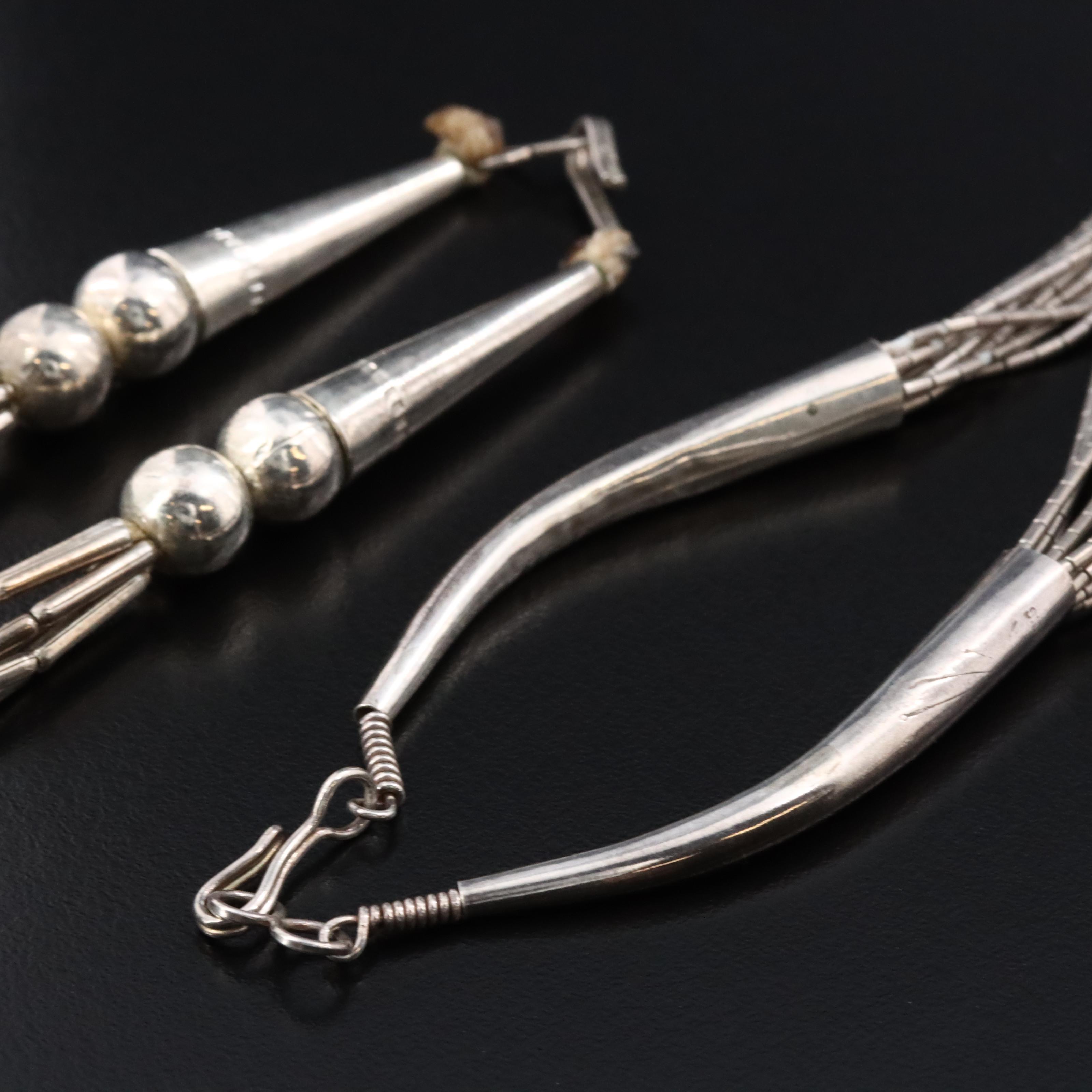 Sterling Liquid Silver and Necklace with Coral Bead Accent