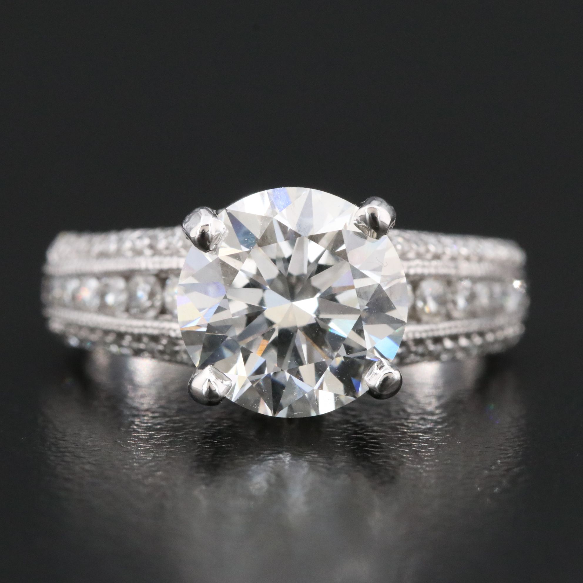 18K 3.68 CTW Diamond Ring with Lab Grown Center and IGI Report