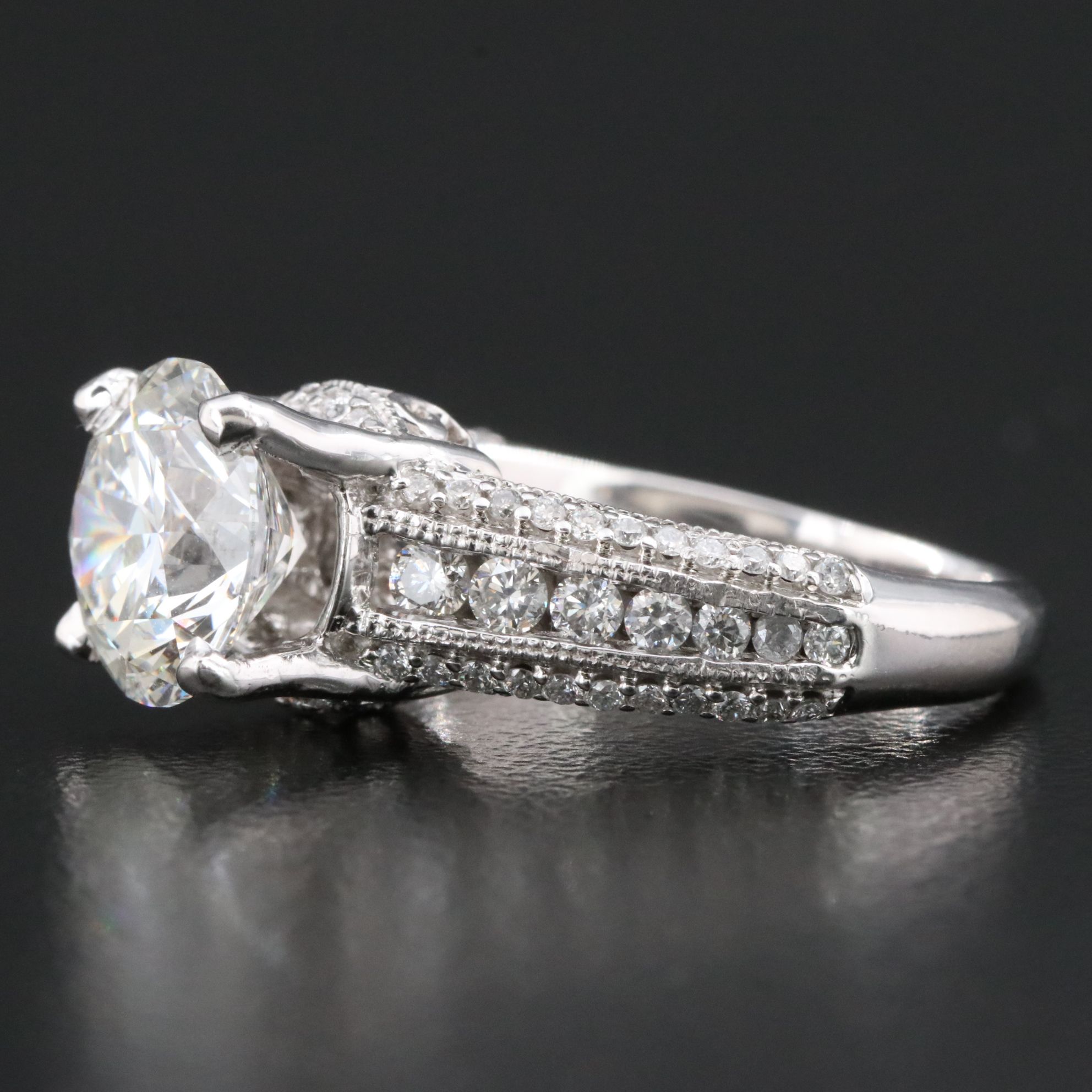 18K 3.68 CTW Diamond Ring with Lab Grown Center and IGI Report