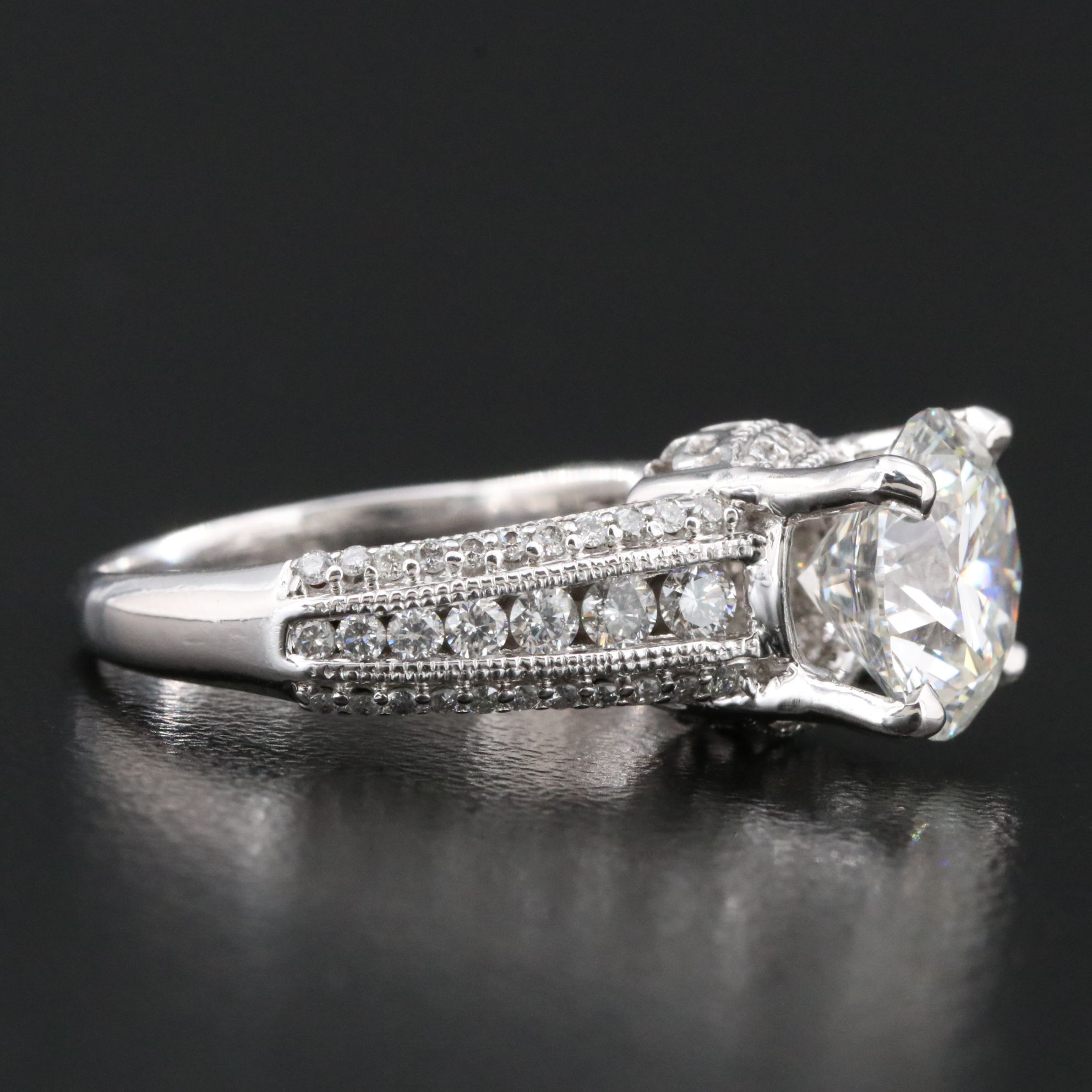 18K 3.68 CTW Diamond Ring with Lab Grown Center and IGI Report