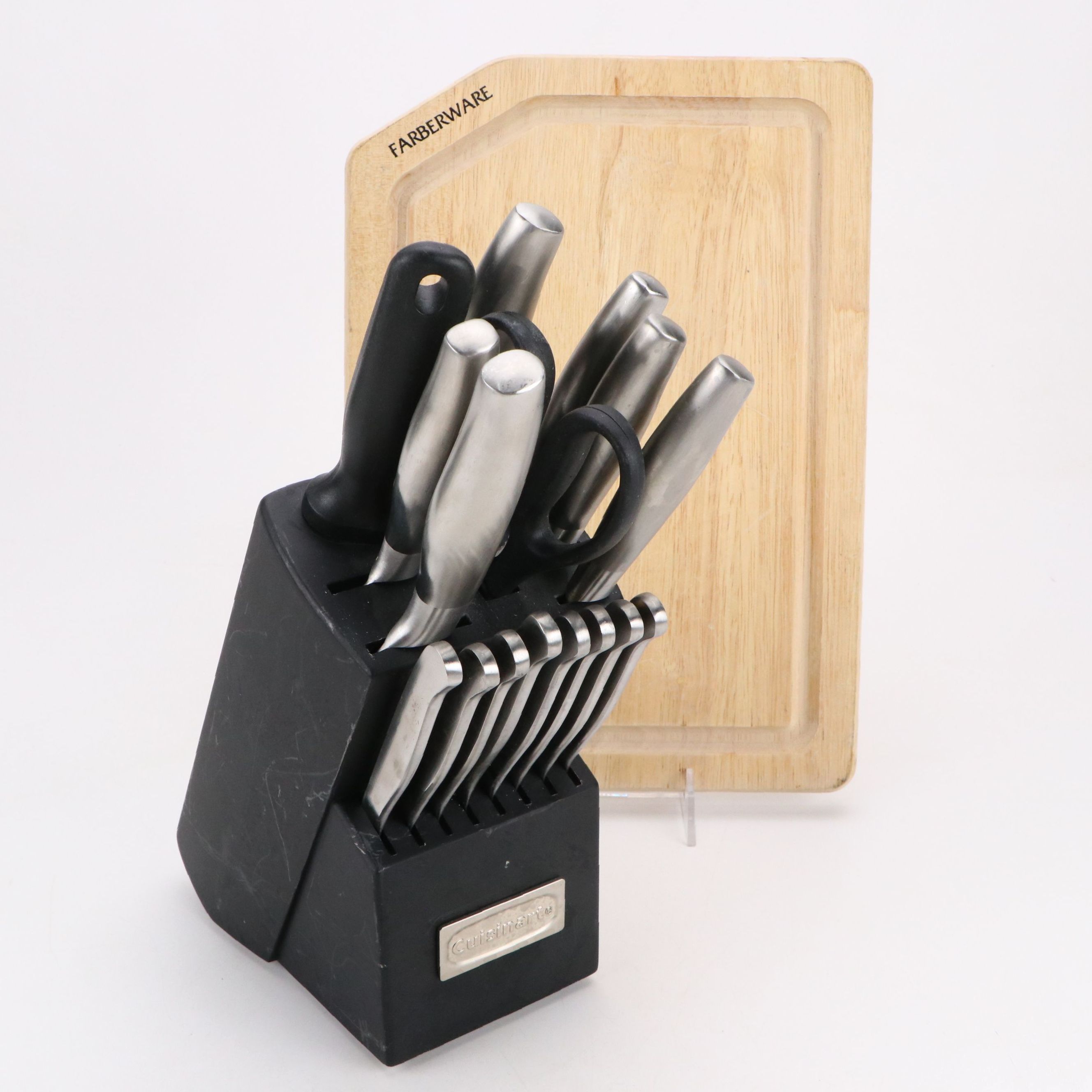 Cuisinart Kitchen Knife Set with Farberware Wood Cutting Broad