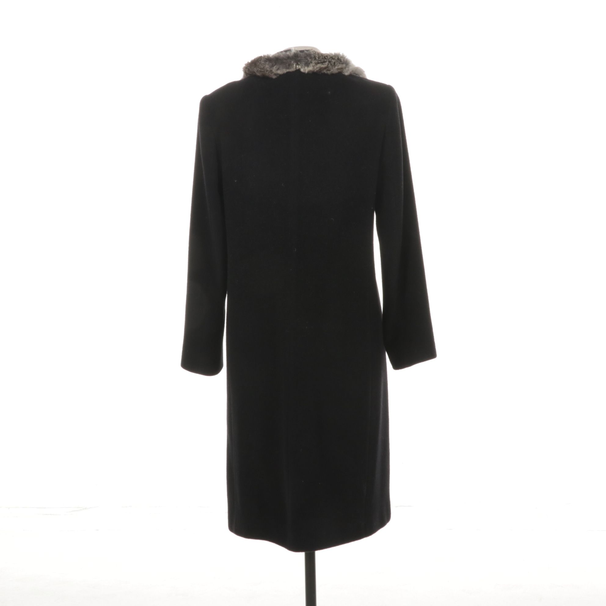Cinzia Rocca Chinchilla Fur Trim Collar on Wool & Cashmere Coat