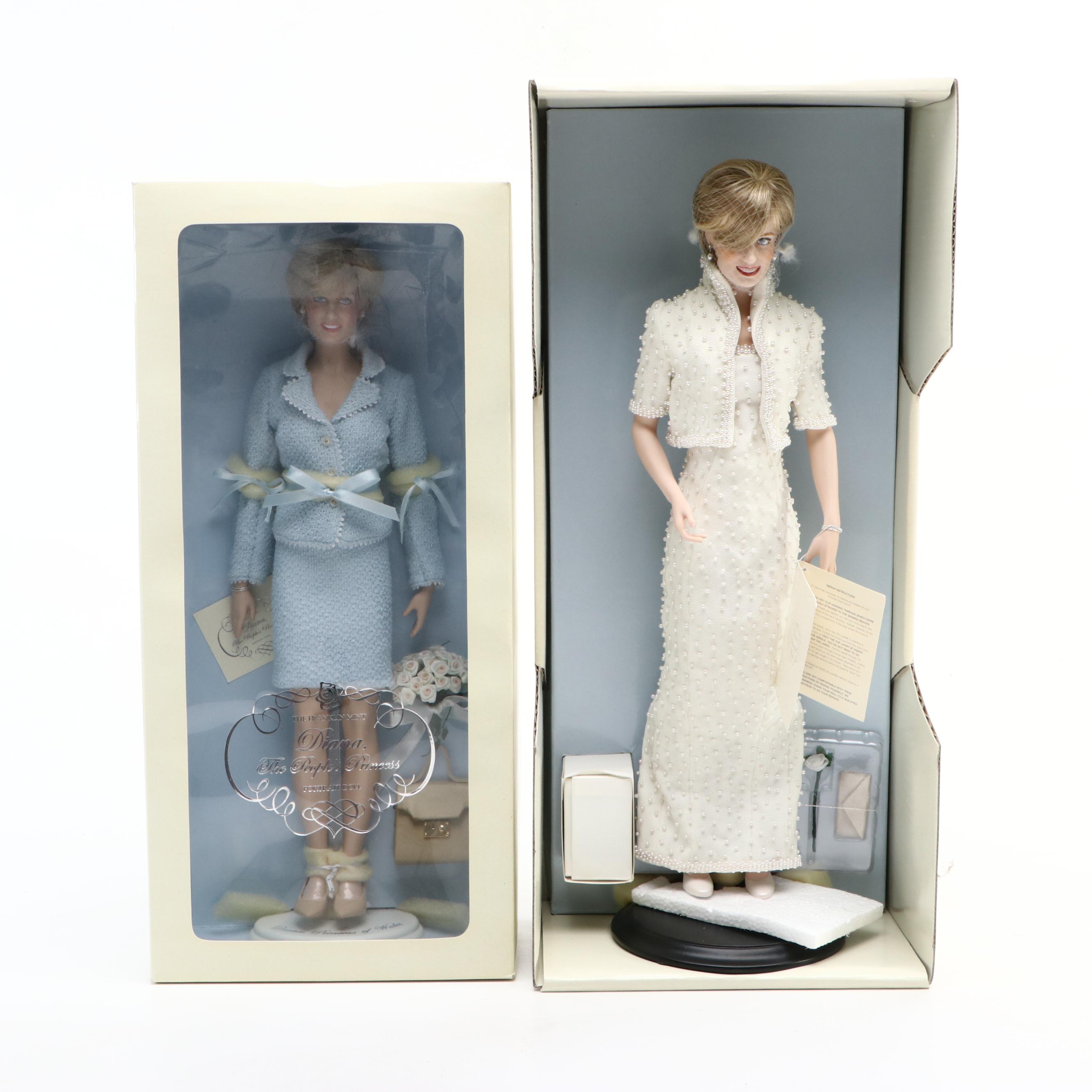 The Franklin Mint Princess Diana and Jackie Kennedy Portrait Dolls