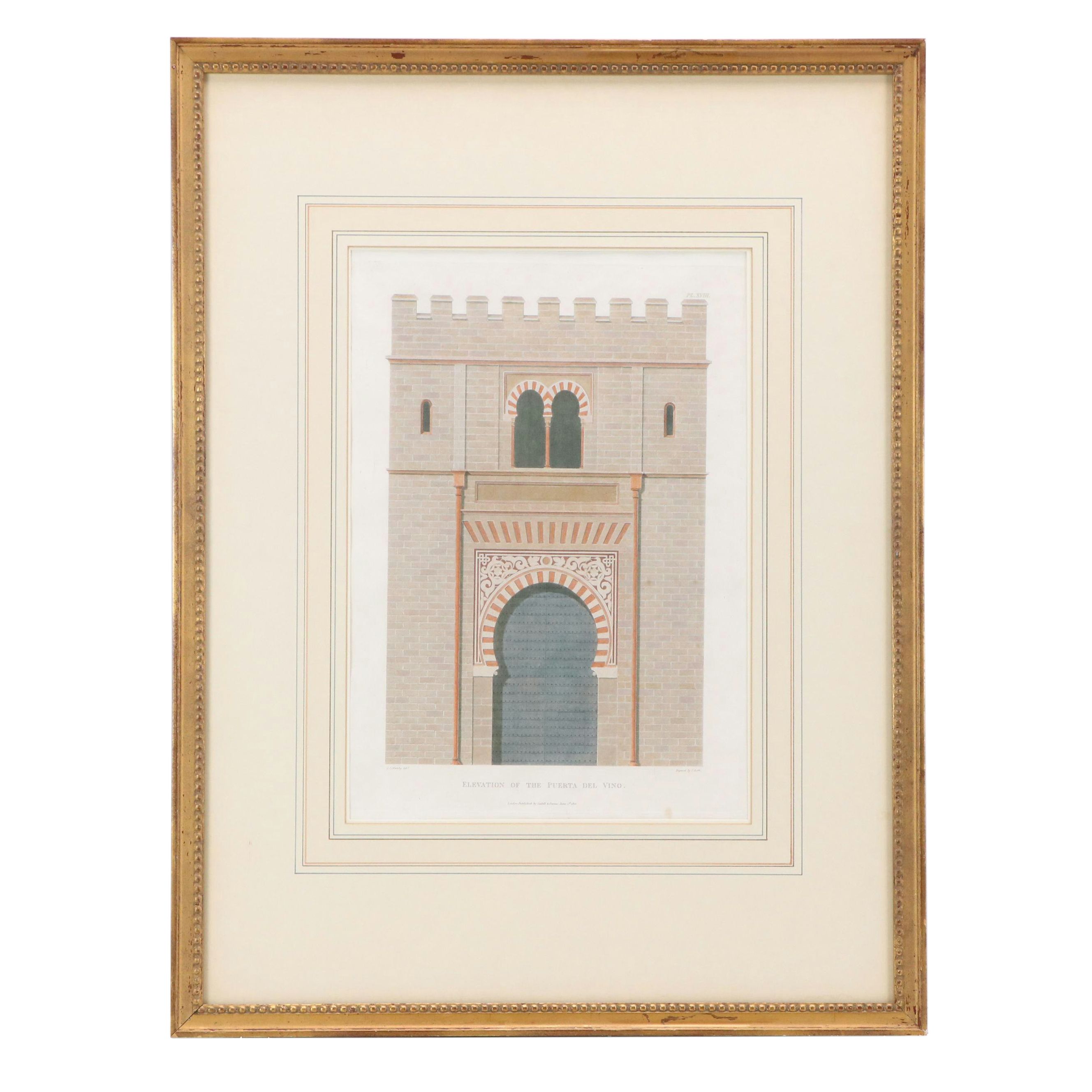 Hand-Colored Engraving Bookplates from "The Arabian Antiquities of Spain," 1815