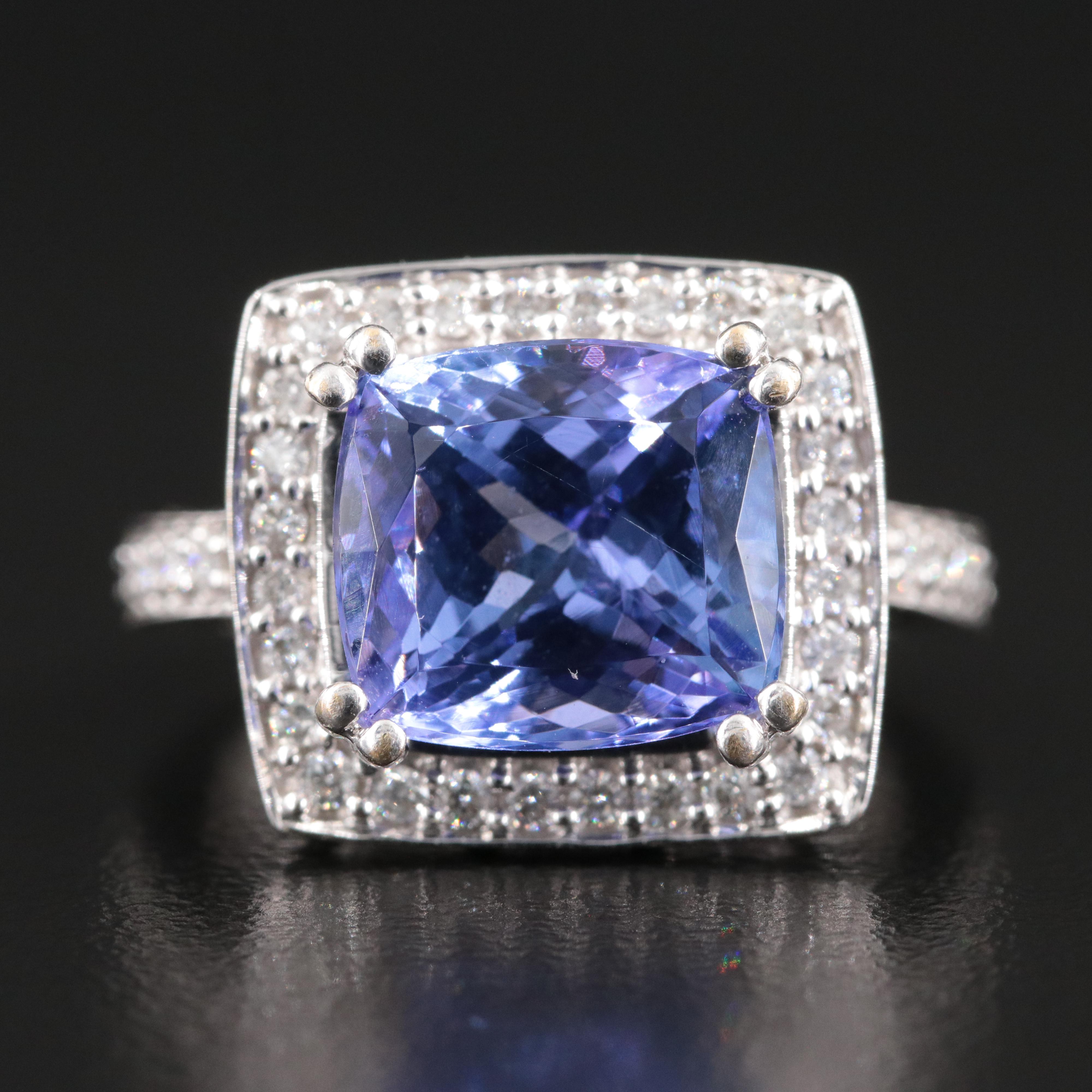 18K 5.49 CT Tanzanite and Diamond Ring