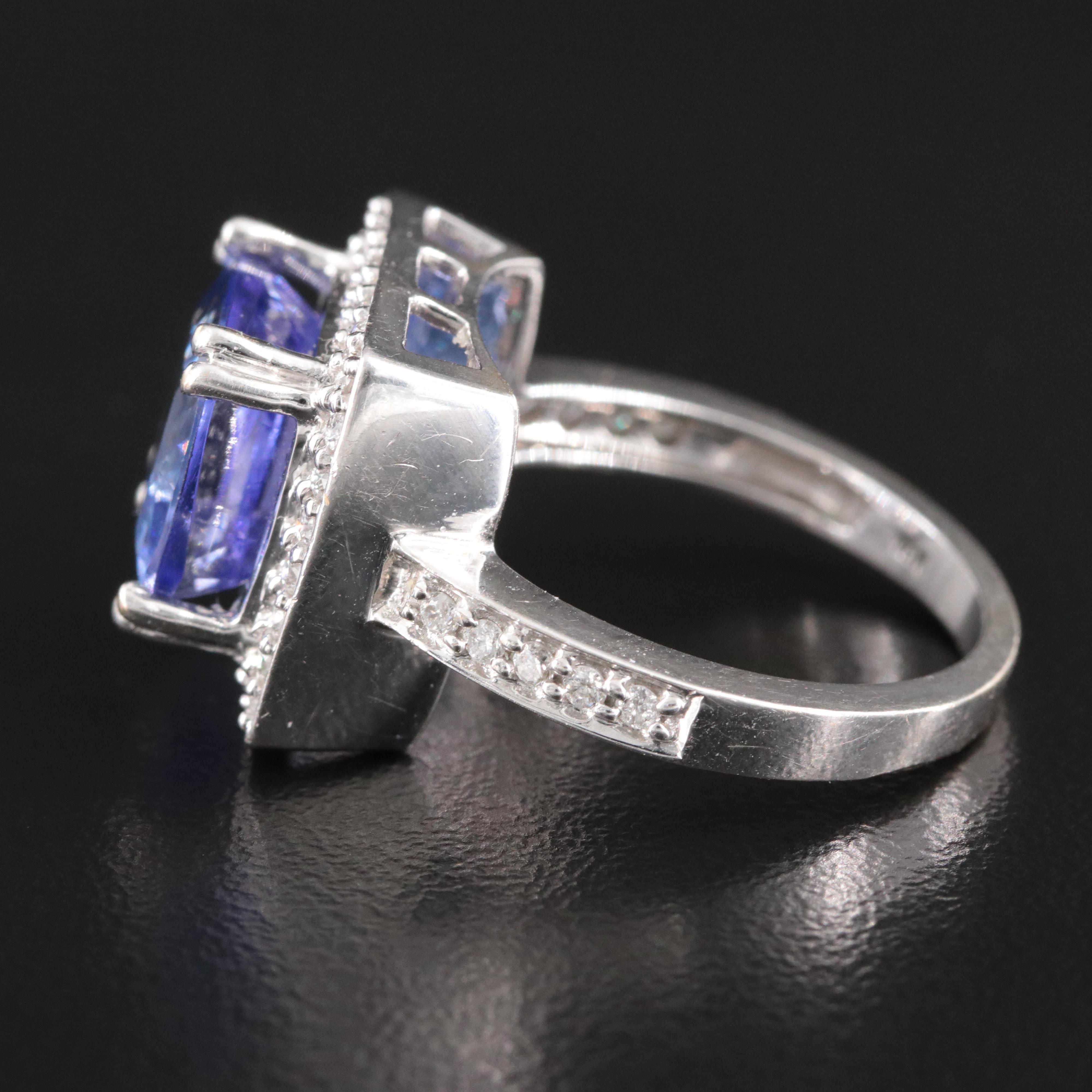 18K 5.49 CT Tanzanite and Diamond Ring