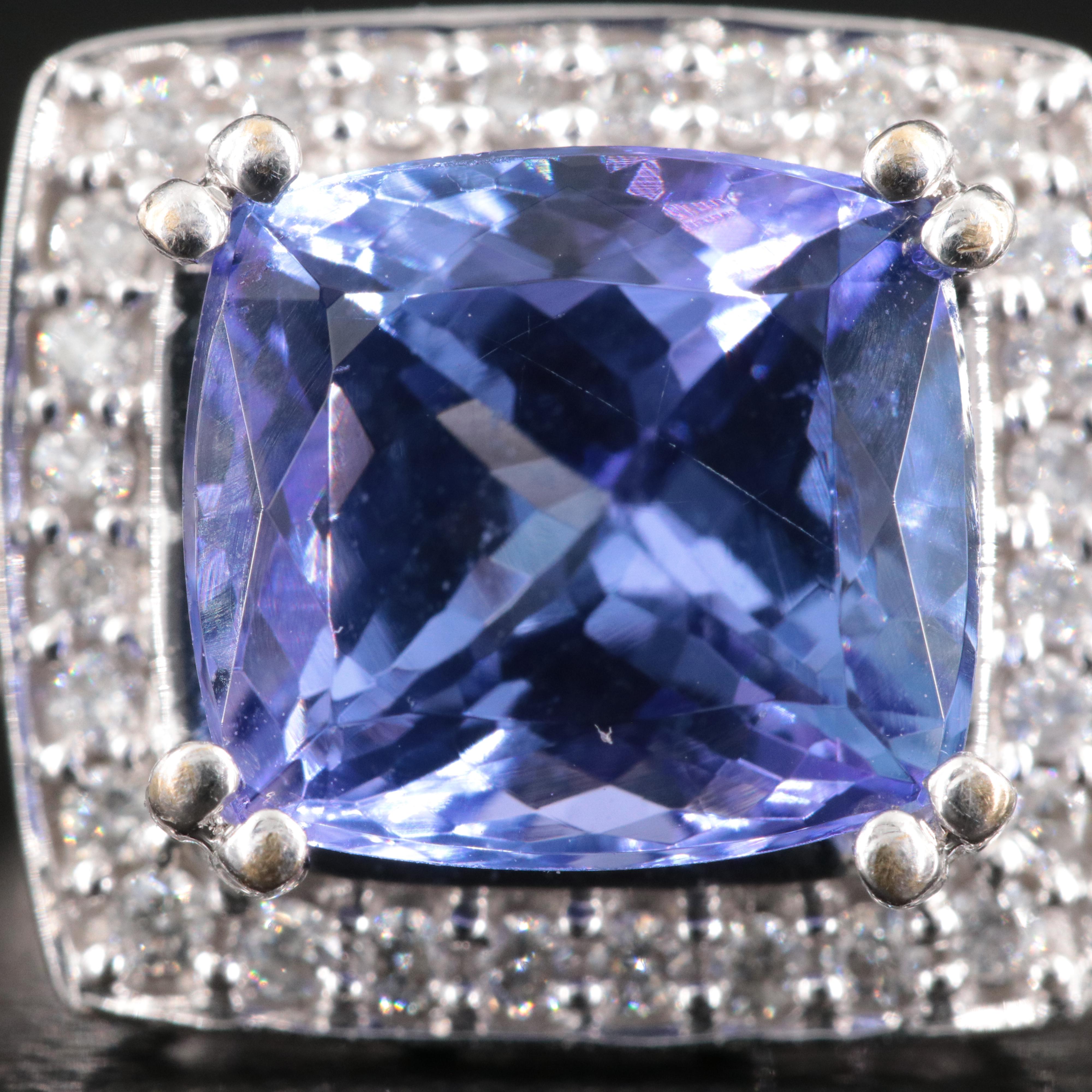 18K 5.49 CT Tanzanite and Diamond Ring