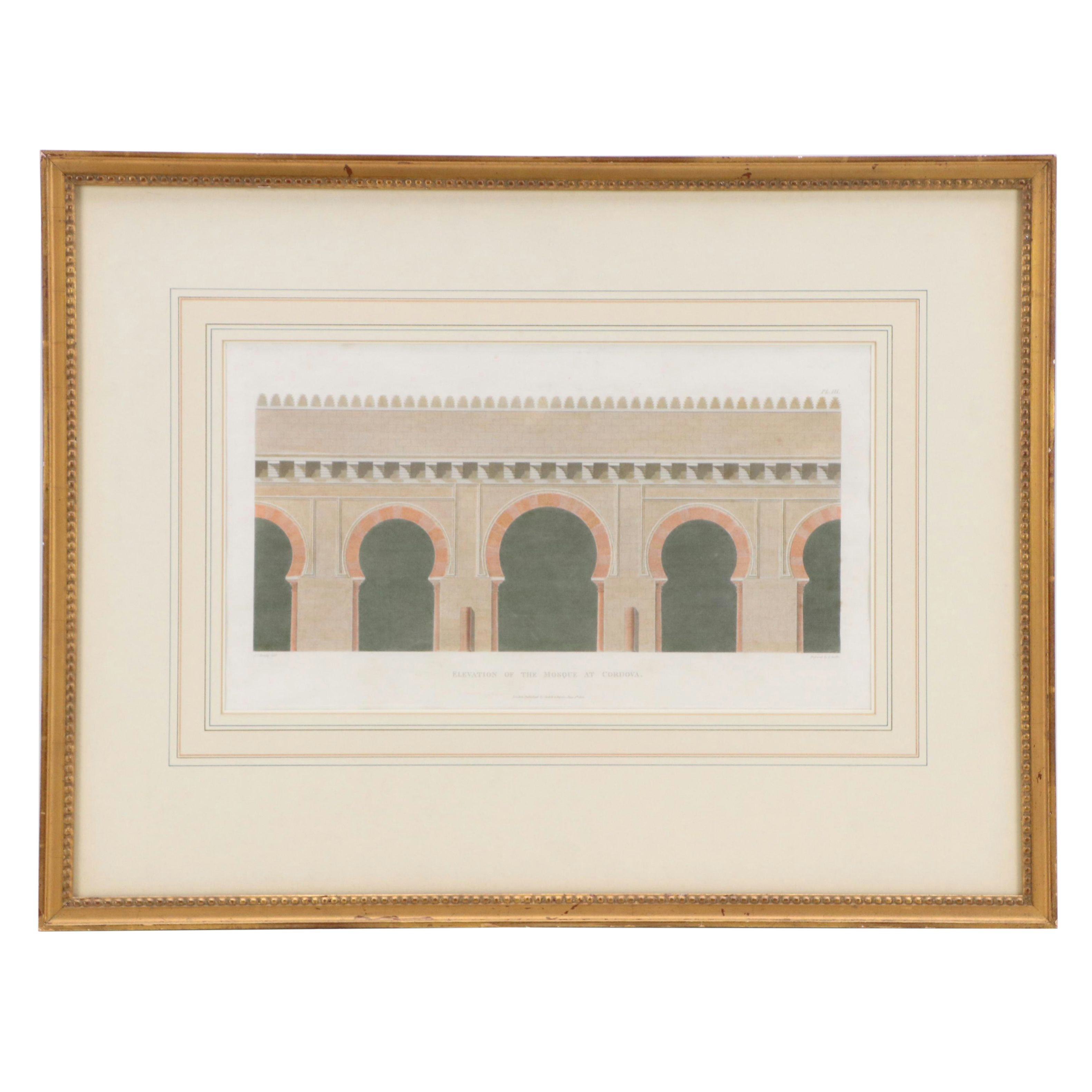 Hand-Colored Engraving Bookplates from "The Arabian Antiquities of Spain," 1815