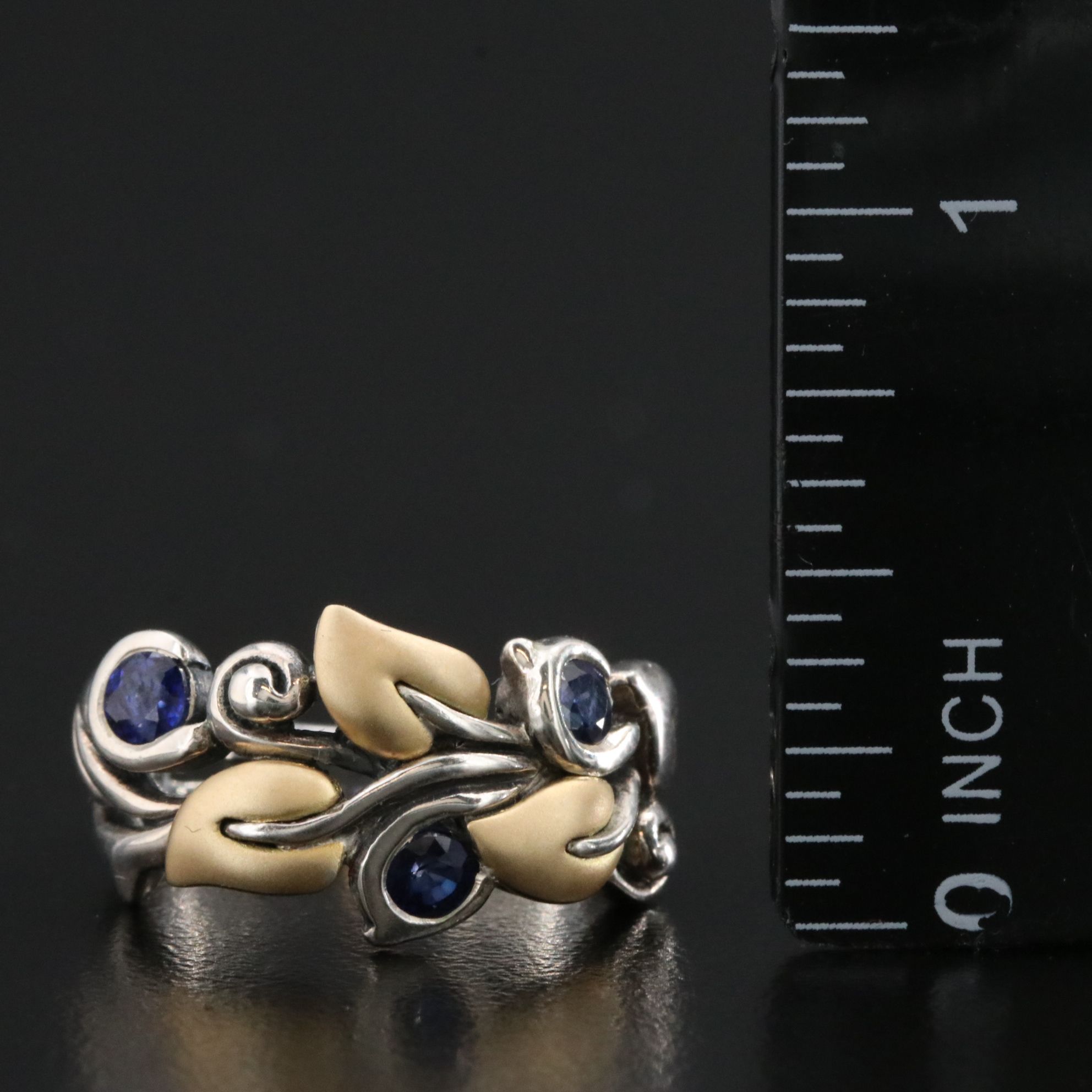 Barbara Bixby Sterling Sapphire Ring with 18K Accents