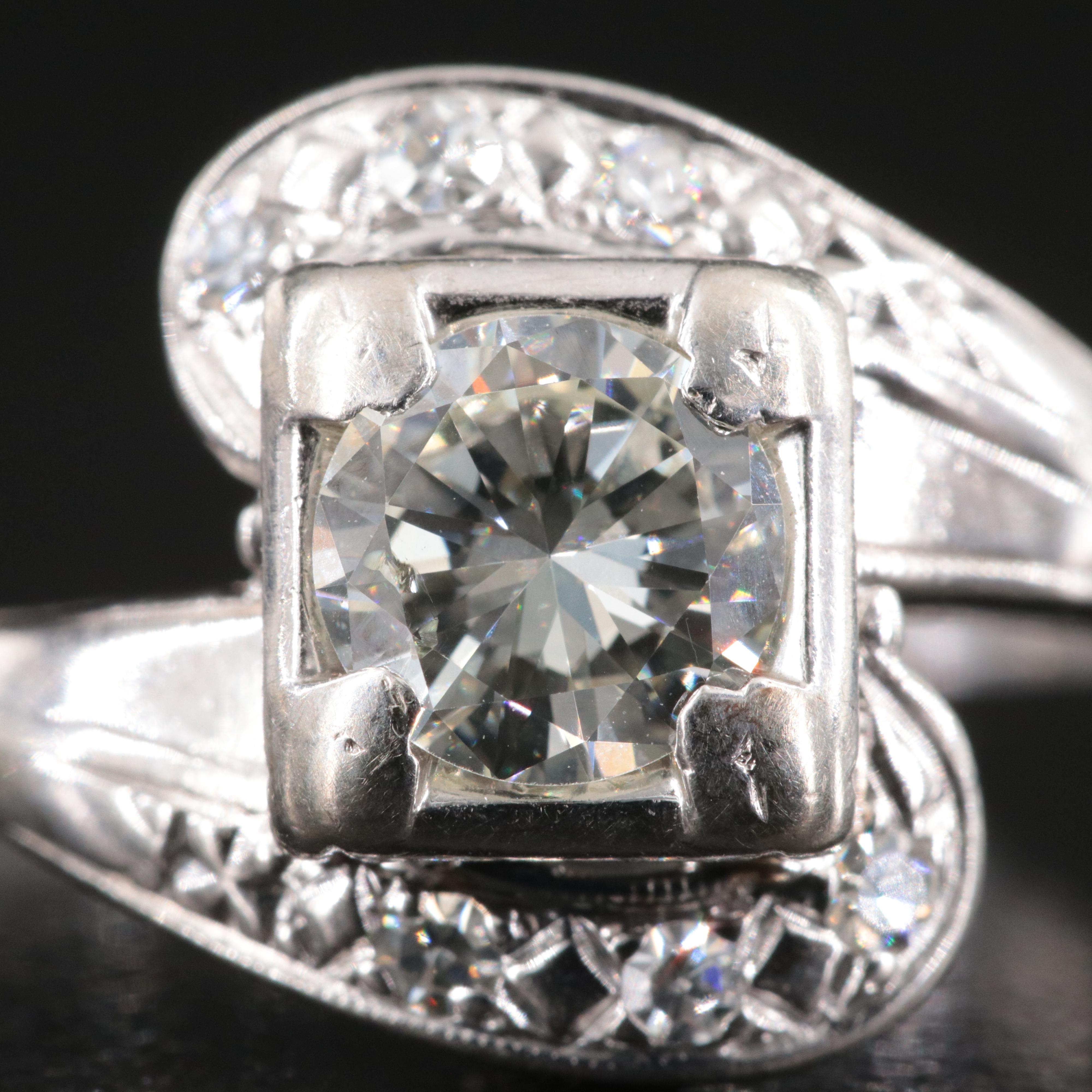 Vintage 14K 0.96 CTW Diamond Ring